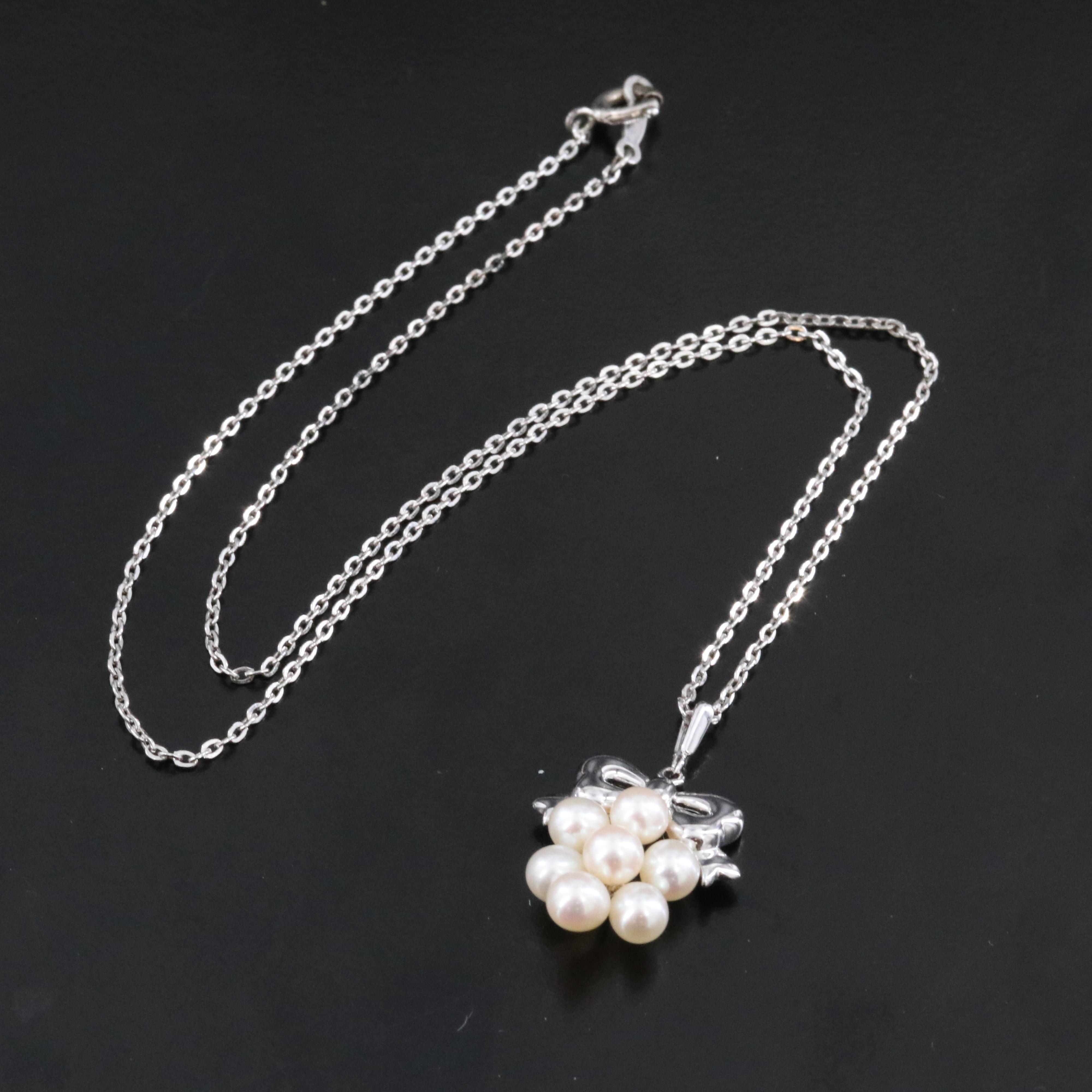 Mikimoto Sterling Pearl Grape Cluster Pendant Necklace