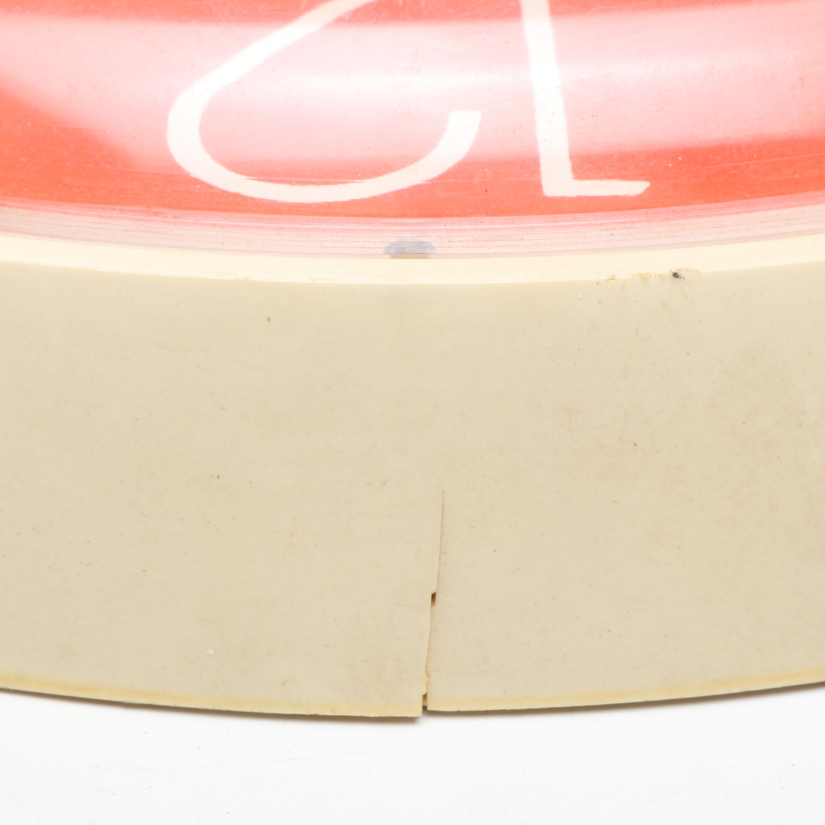 Crush Soda Advertising Cooler, Clock and Cans, Late 20th Century