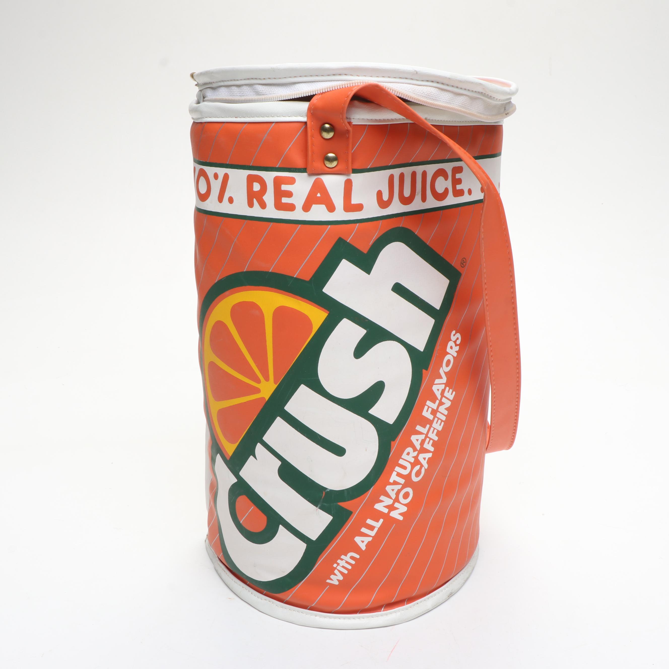 Crush Soda Advertising Cooler, Clock and Cans, Late 20th Century