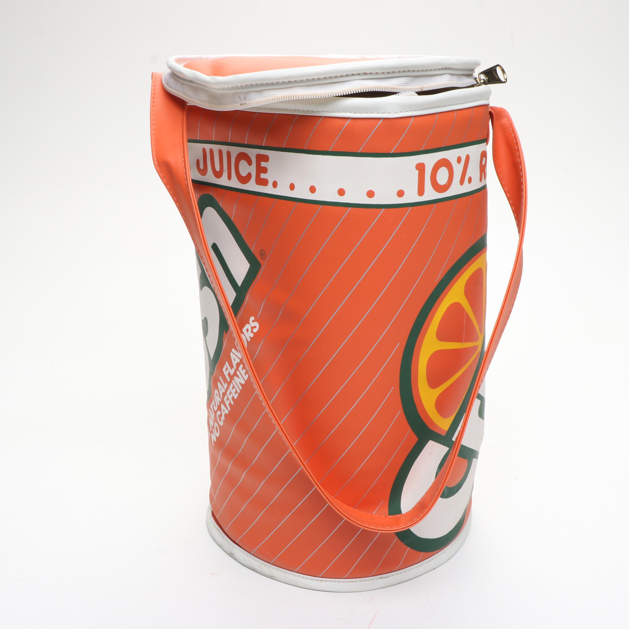 Crush Soda Advertising Cooler, Clock and Cans, Late 20th Century