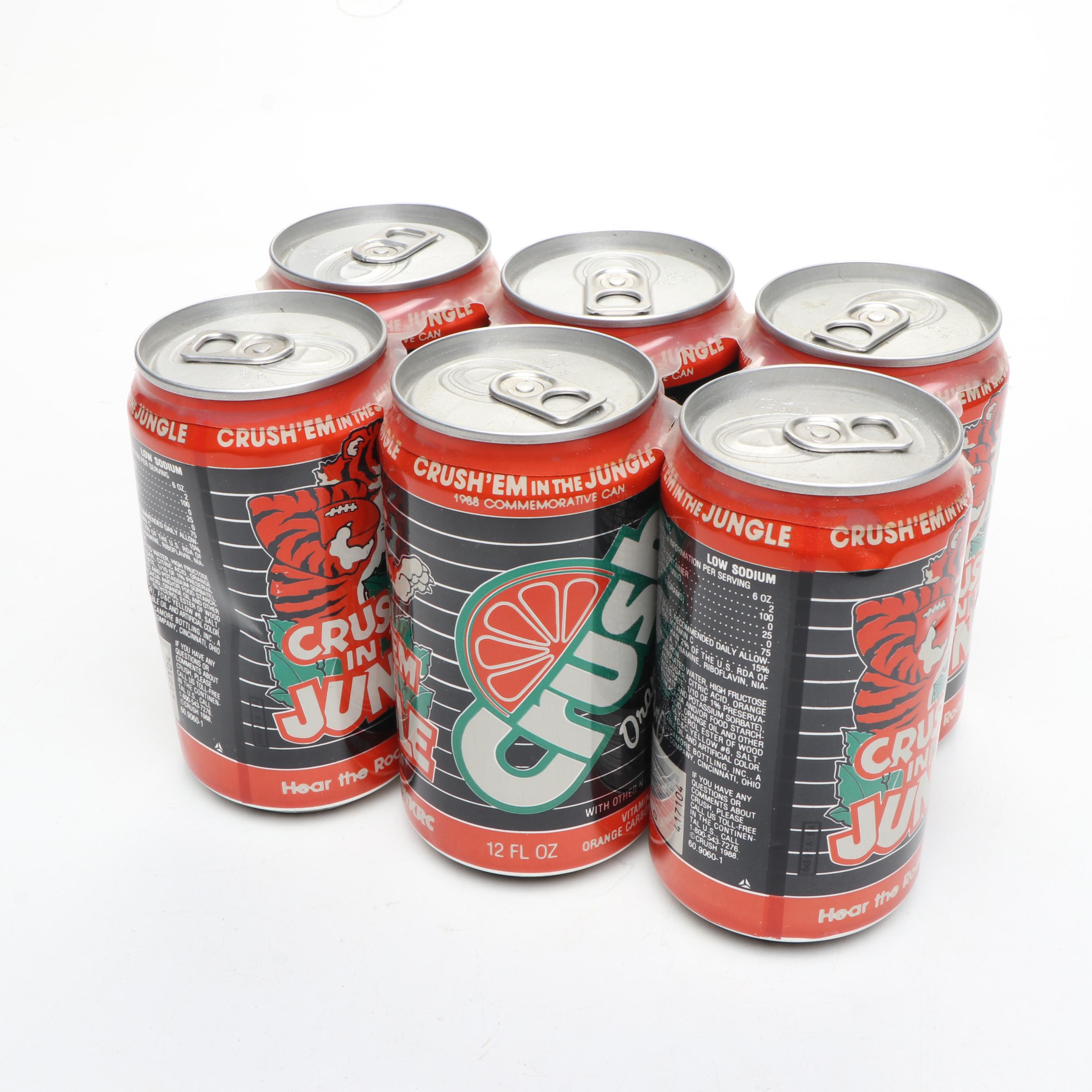 Crush Soda Advertising Cooler, Clock and Cans, Late 20th Century