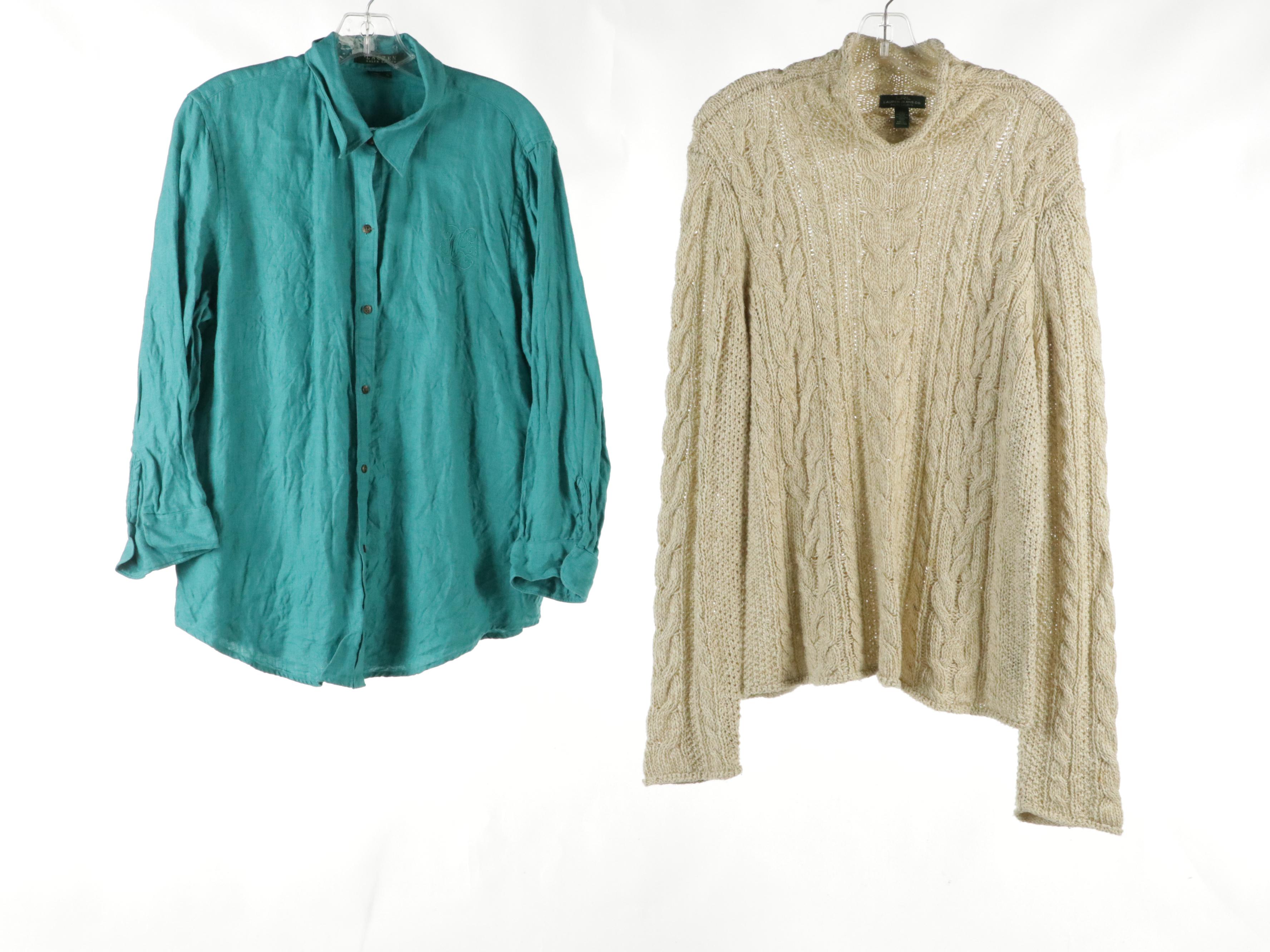 Lauren Ralph Lauren Embroidered Tee, Linen & Silk Blouses, Knit Sweaters, More