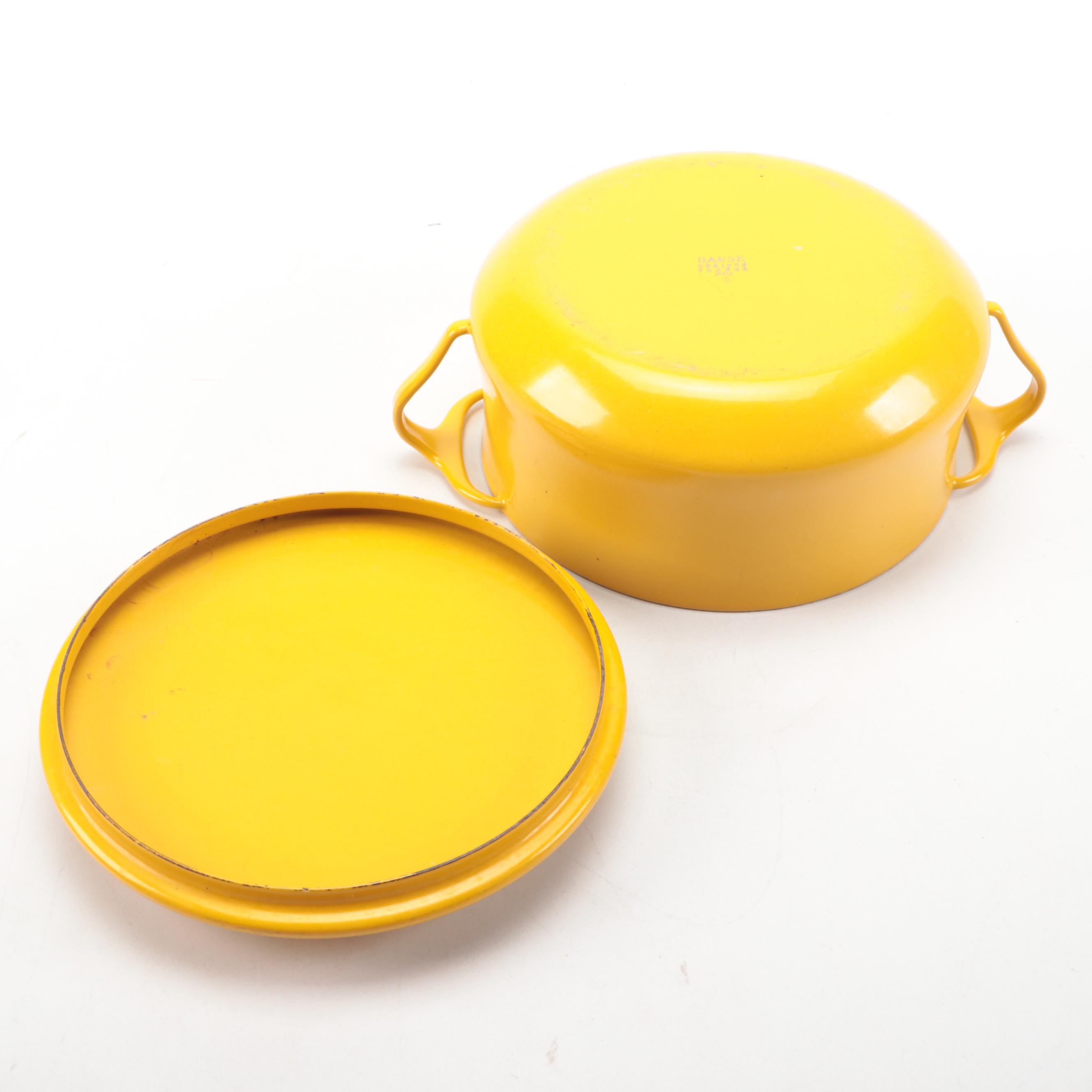 Dansk Mid Century Modern Enameled Metal Casserole Dish with Pots and Pans