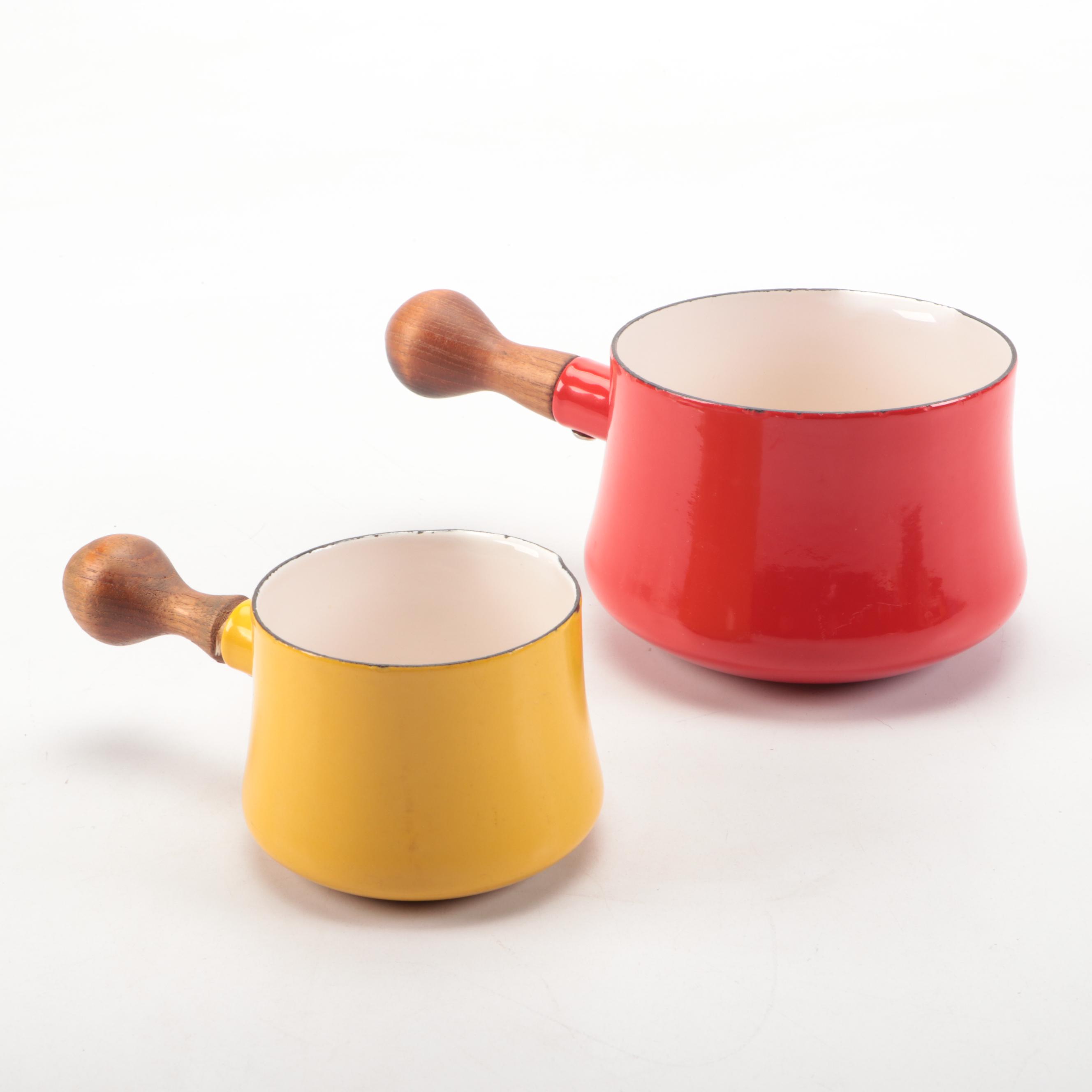 Dansk Mid Century Modern Enameled Metal Casserole Dish with Pots and Pans