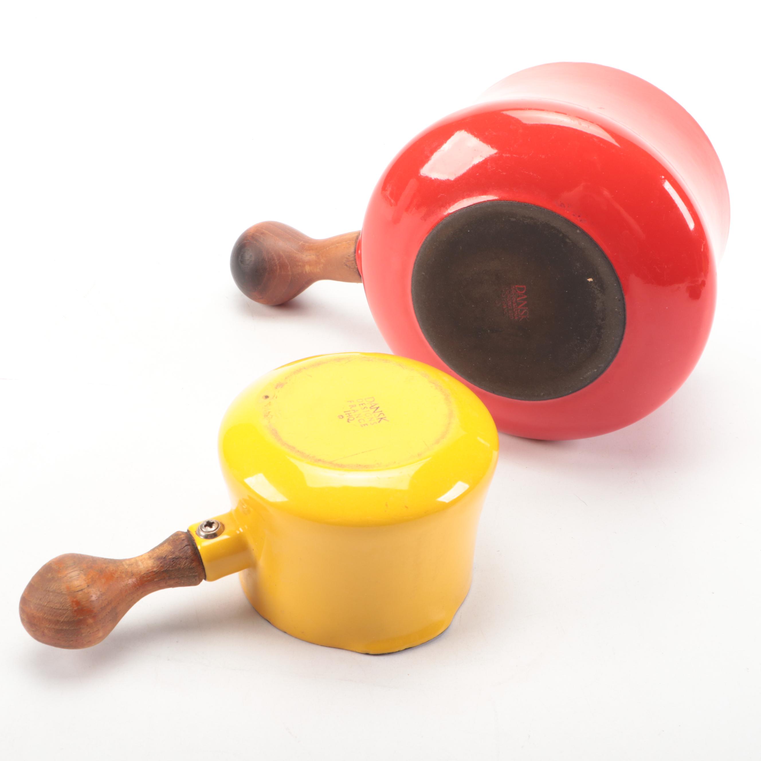 Dansk Mid Century Modern Enameled Metal Casserole Dish with Pots and Pans