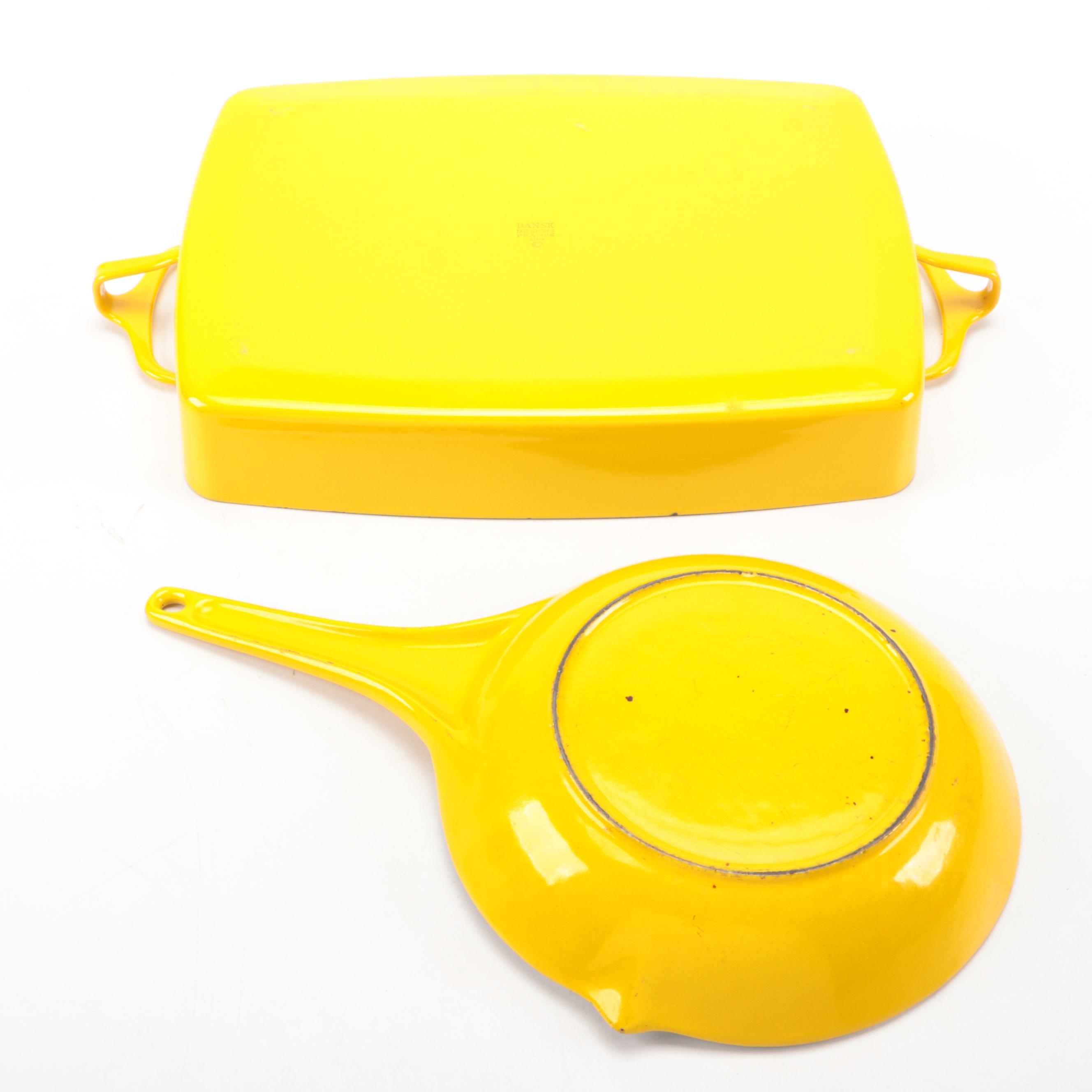 Dansk Mid Century Modern Enameled Metal Casserole Dish with Pots and Pans