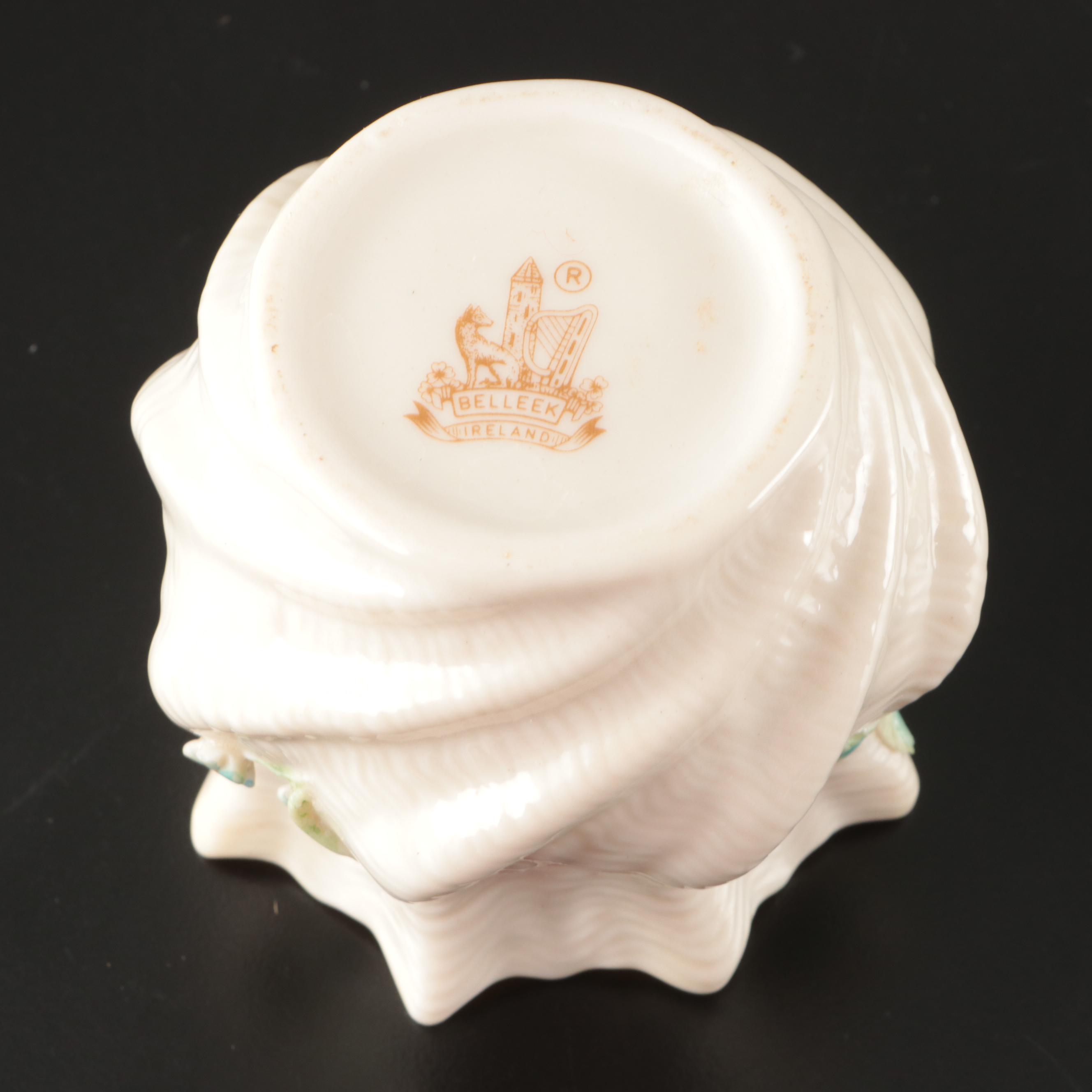 Belleek Shamrock Porcelain Bowls with Maple Leaf Plates and Floral Vase