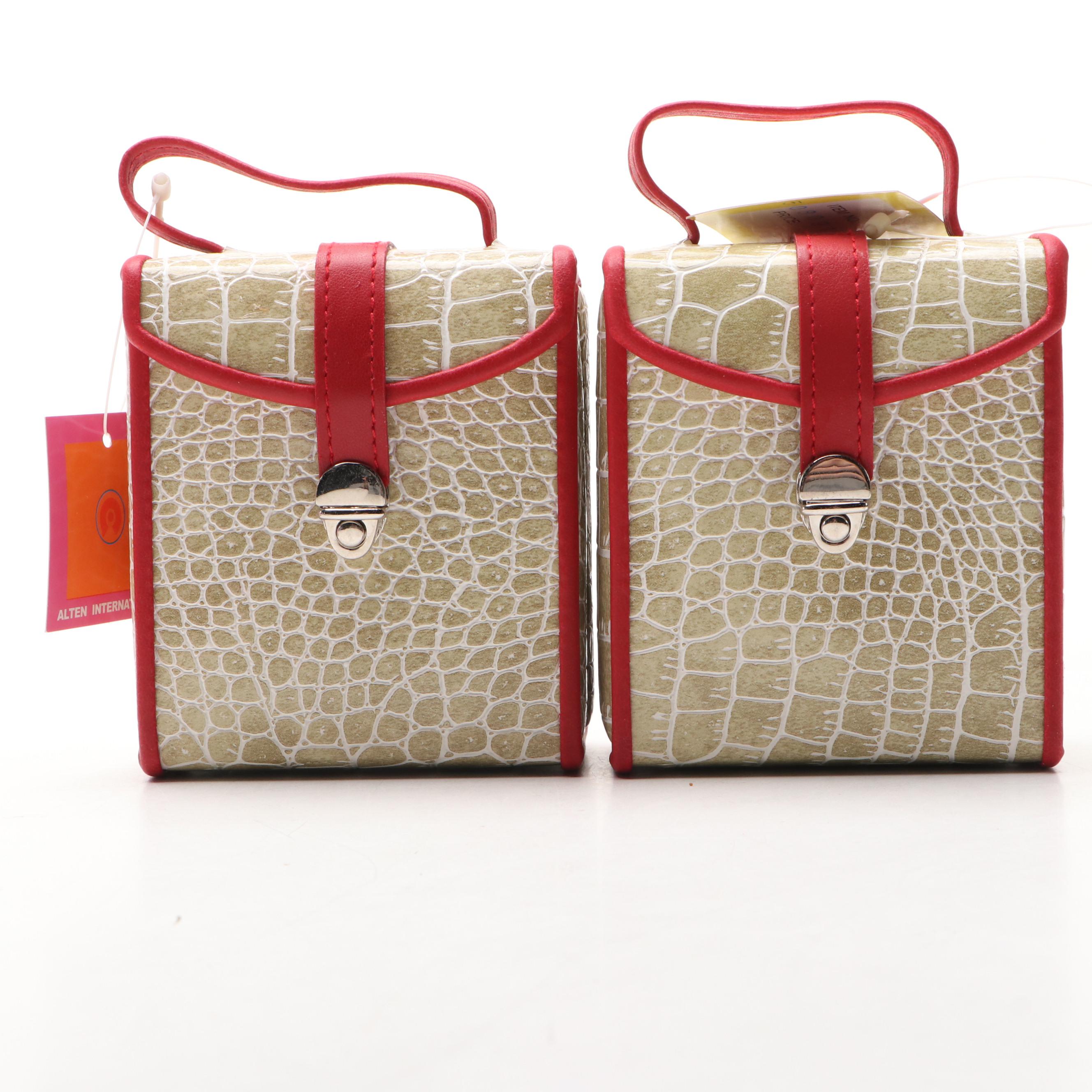 Alten International Faux Crocodile Embossed Jewelry Cases