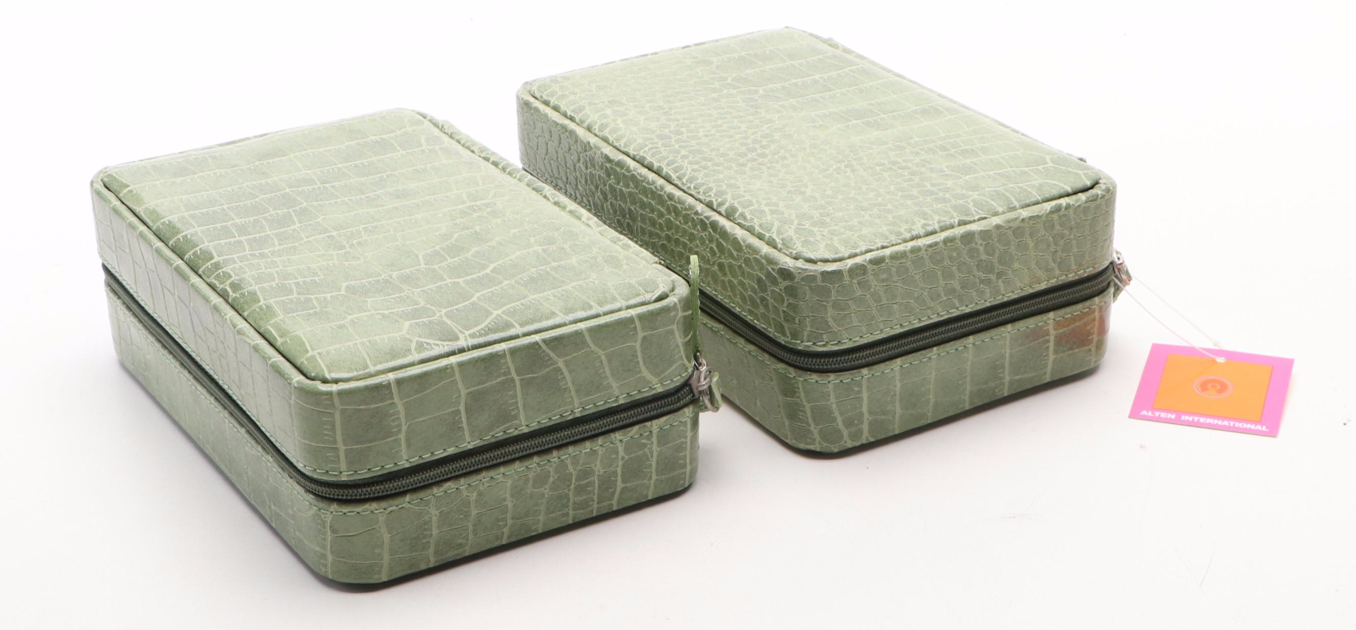 Alten International Faux Crocodile Embossed Jewelry Cases