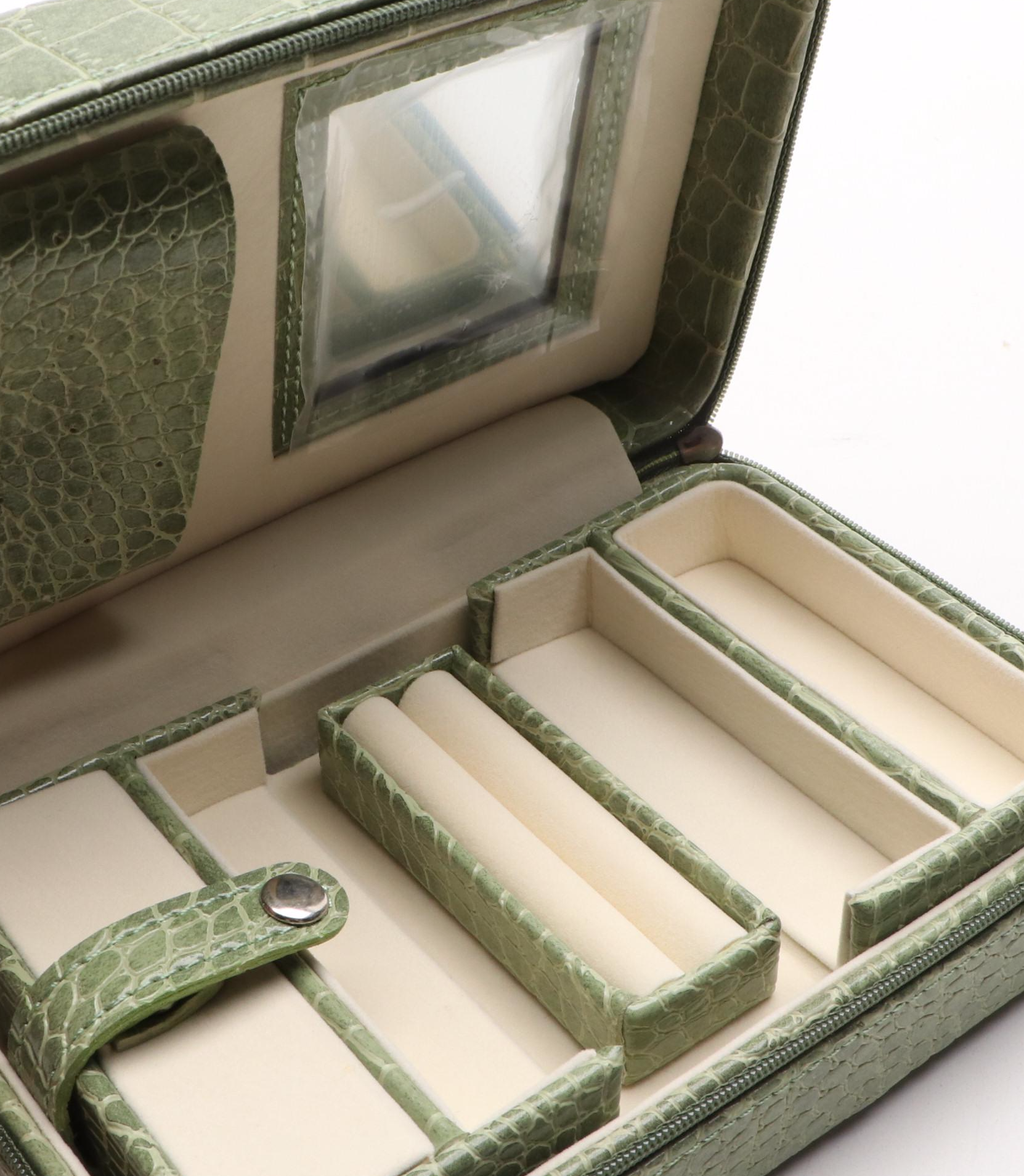 Alten International Faux Crocodile Embossed Jewelry Cases