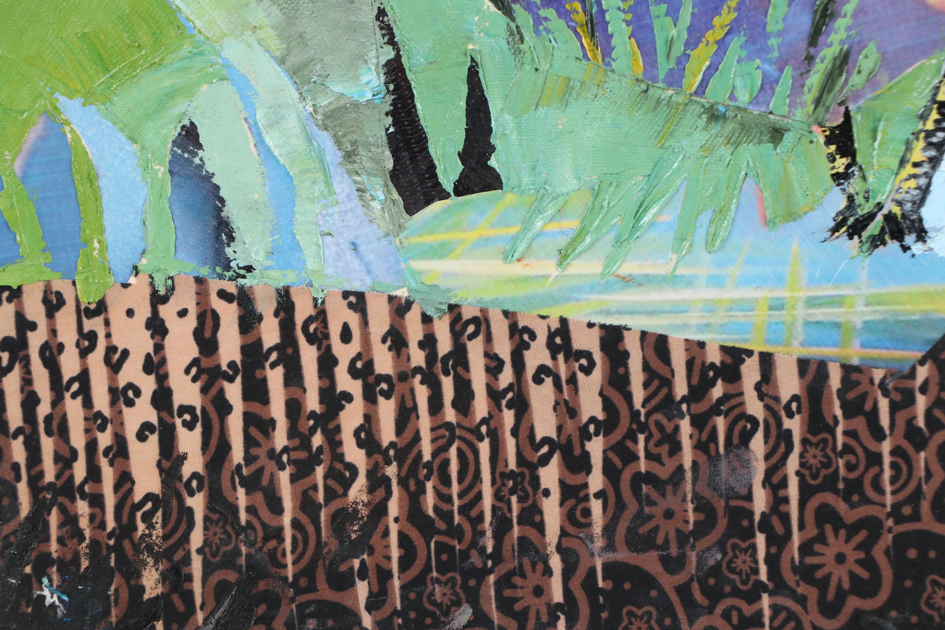 Bayo Ogundele Mixed Media Collage of Rooster, 2005