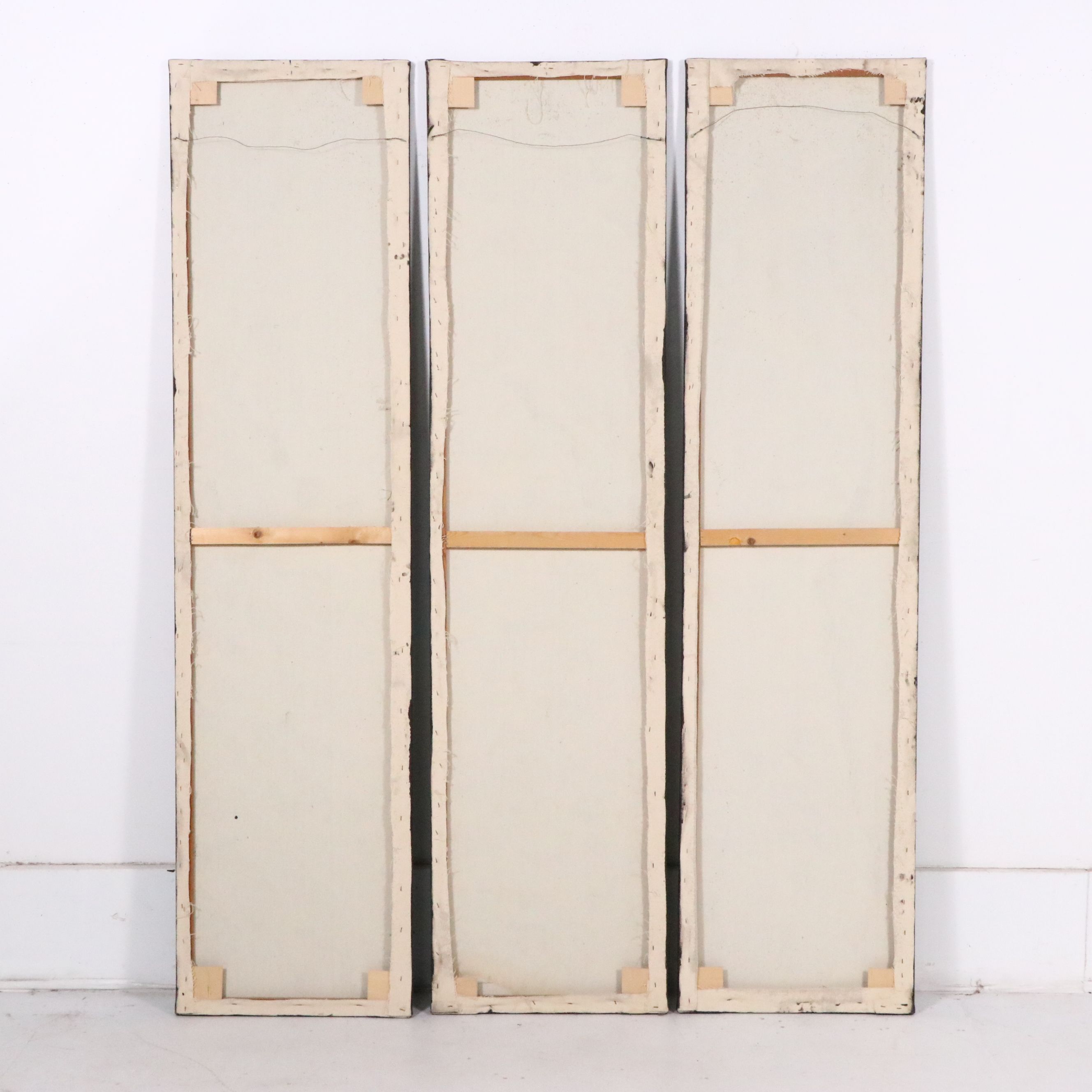 Oil Painting Triptych of Early Moulin Rouge Cabaret Dancer, 21st Century