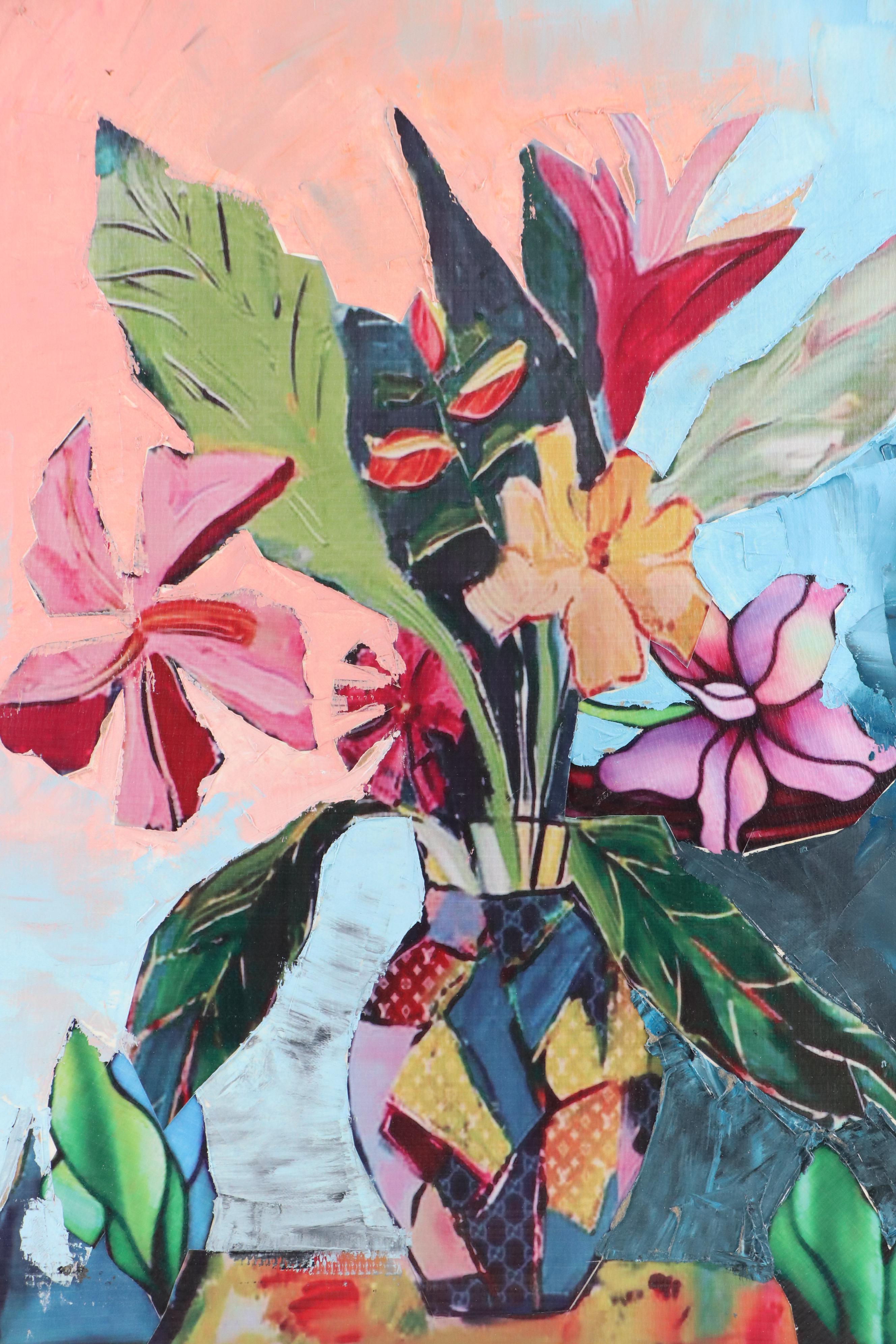 Bayo Ogundele Floral Still Life Mixed Media Collage, 2025