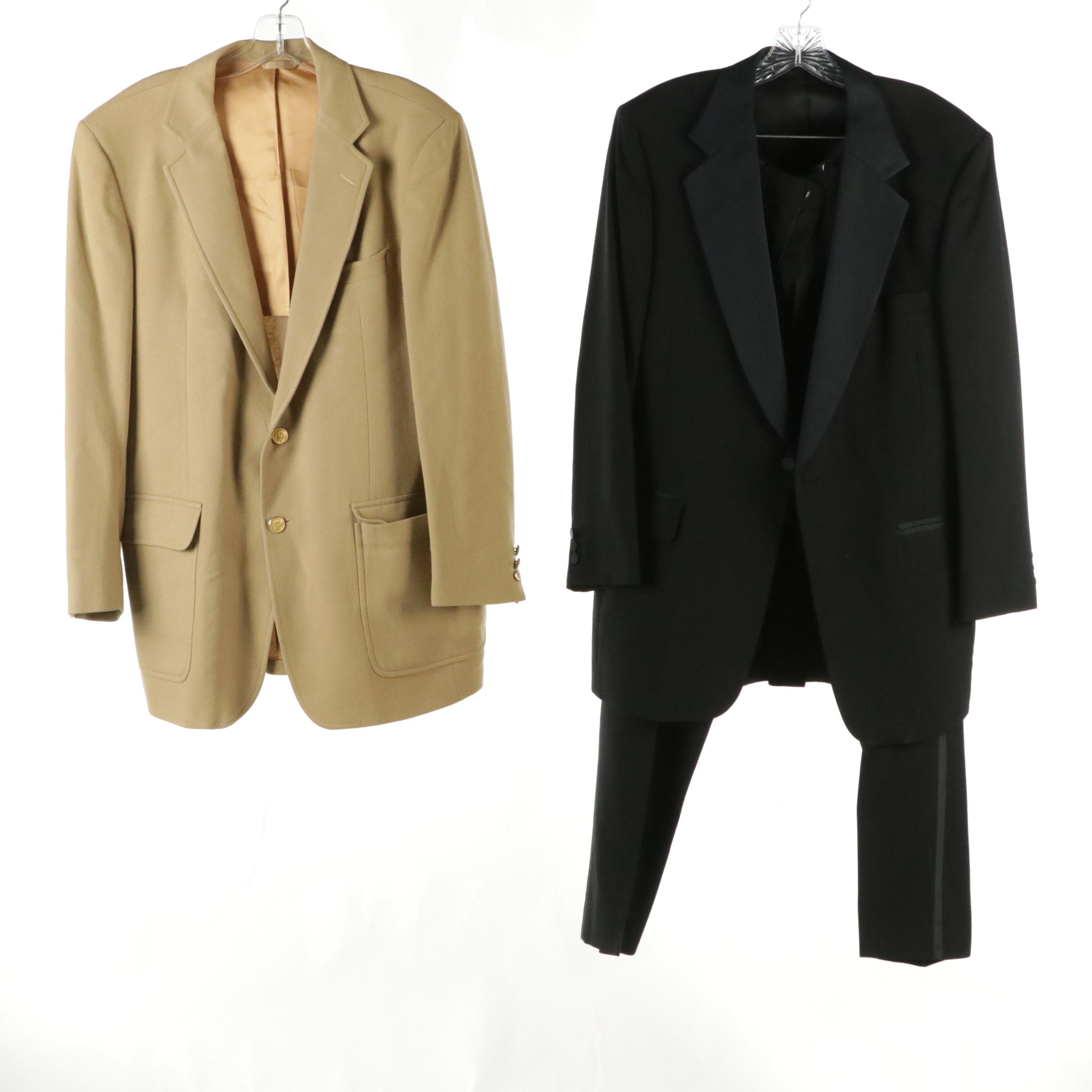 Men's Adolfo Pleated Cotton Tuxedo Shirt, Lord West Black Wool Suit, and More