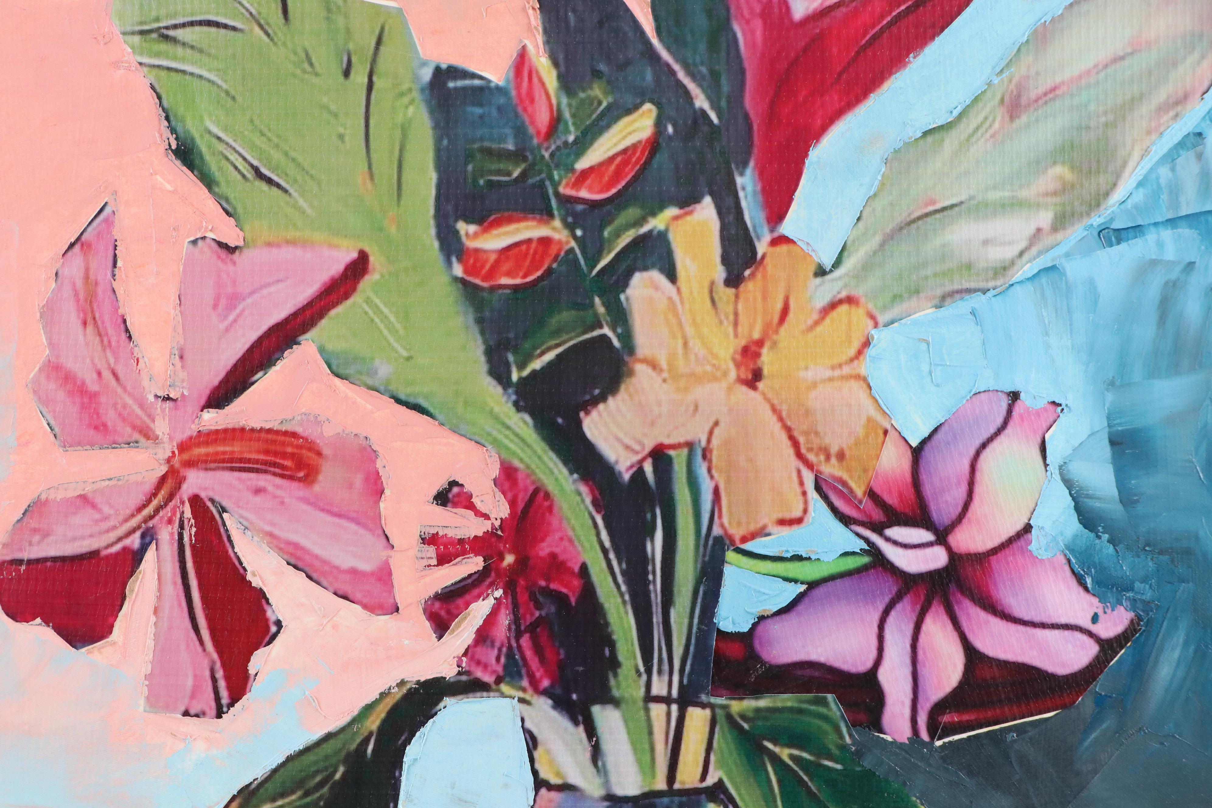 Bayo Ogundele Floral Still Life Mixed Media Collage, 2025