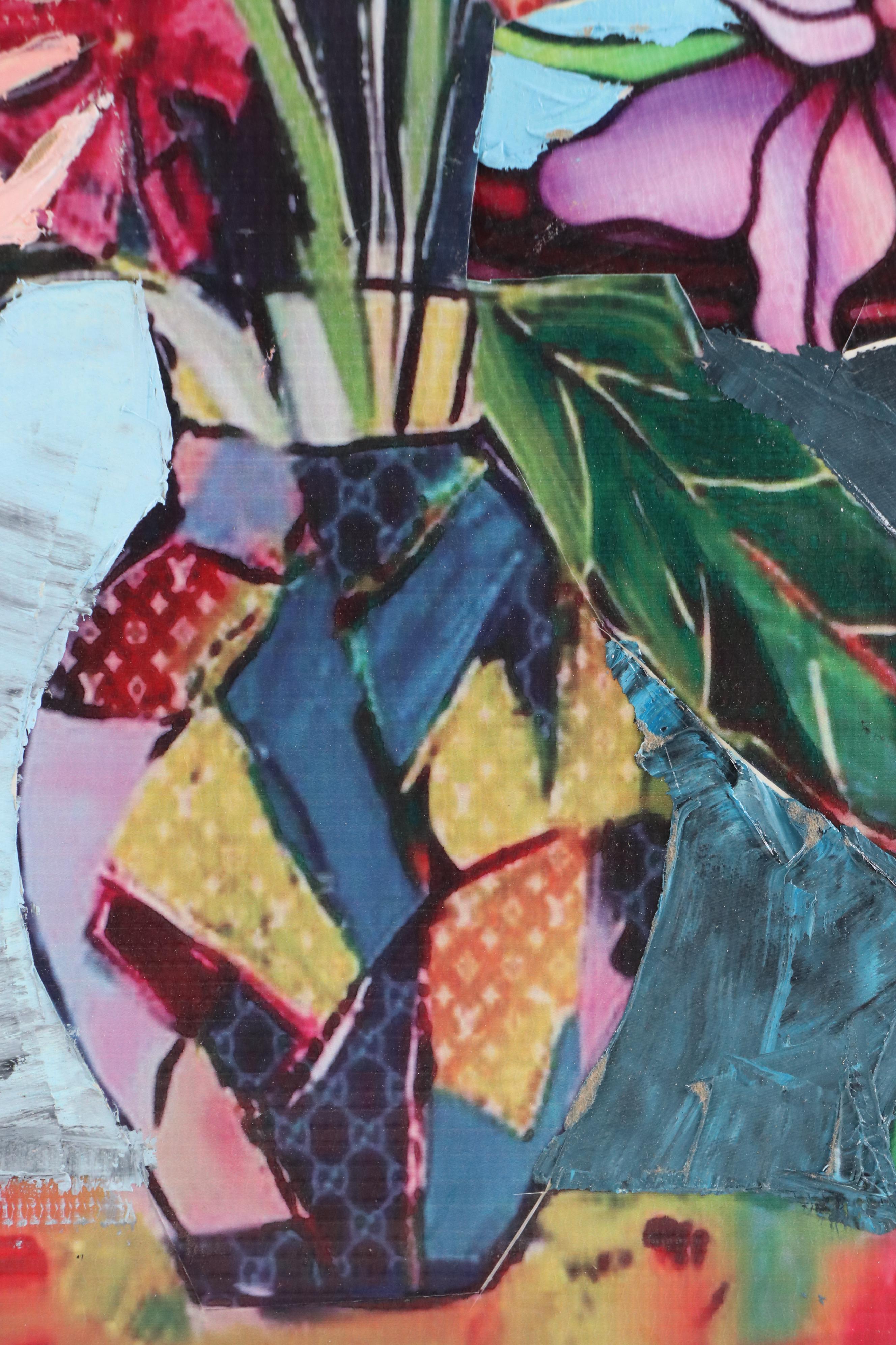 Bayo Ogundele Floral Still Life Mixed Media Collage, 2025