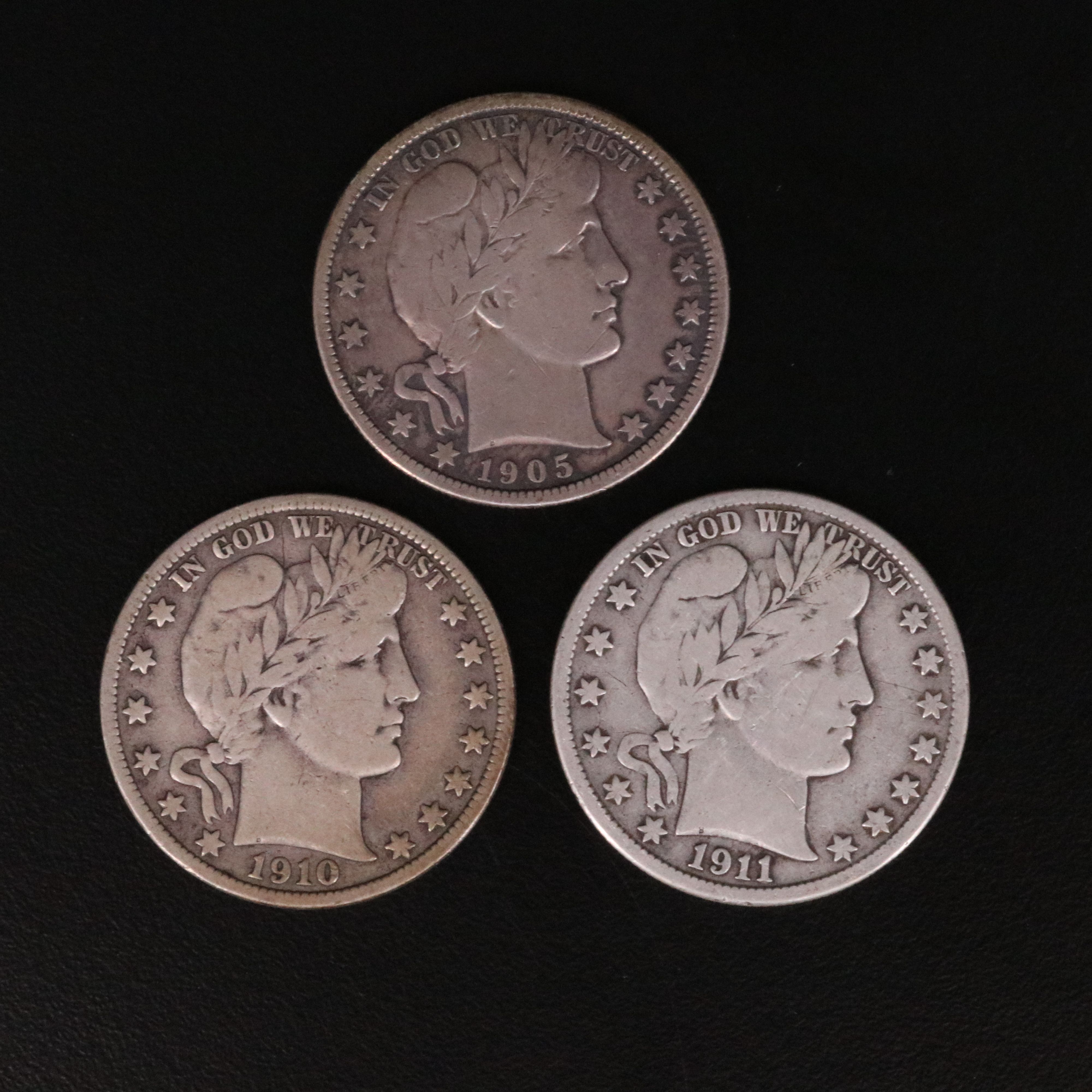 Three S Mint Barber Half Dollars all with Full Rims