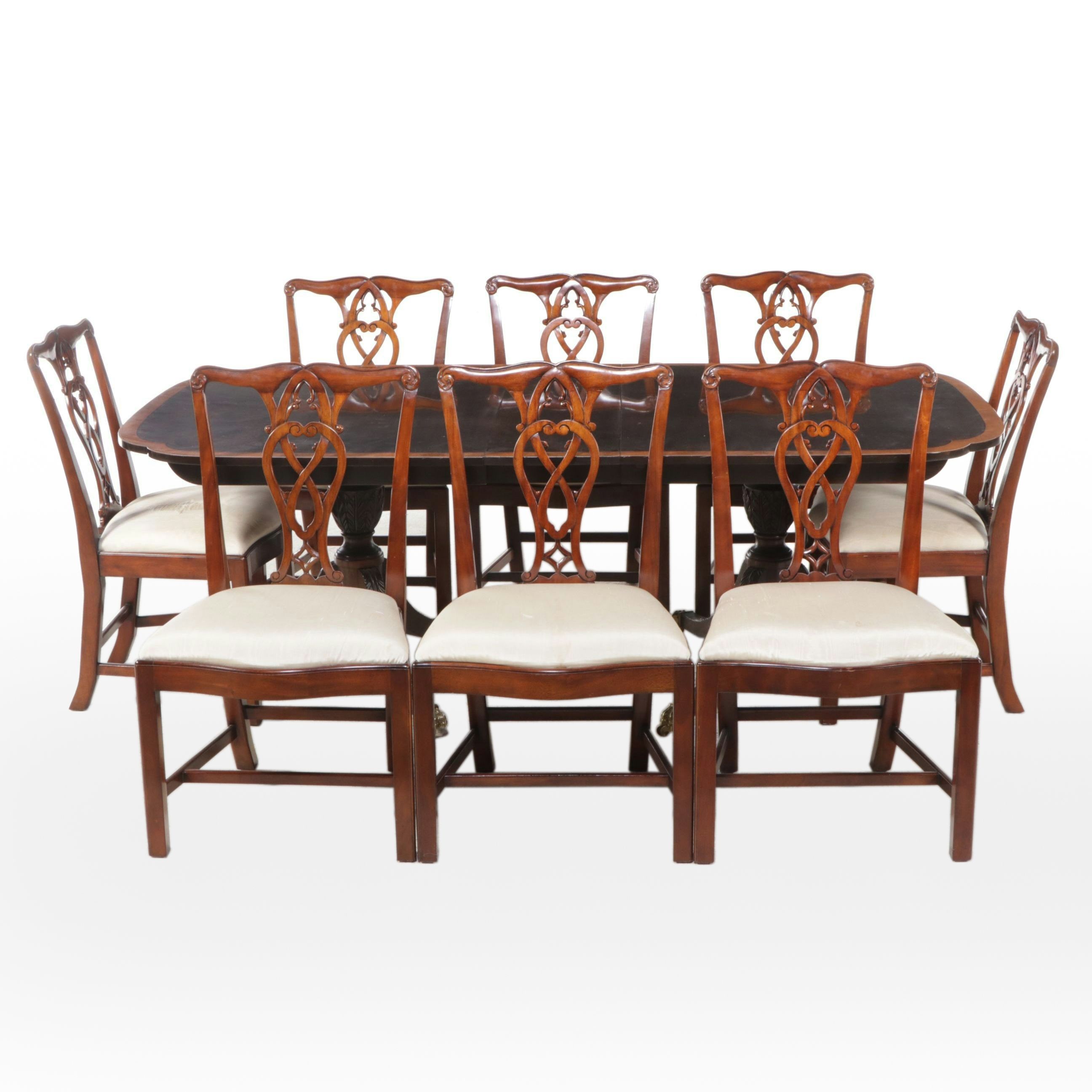 Stickley Georgian Style Mahogany Dining Table and Eight Maitland-Smith Chairs