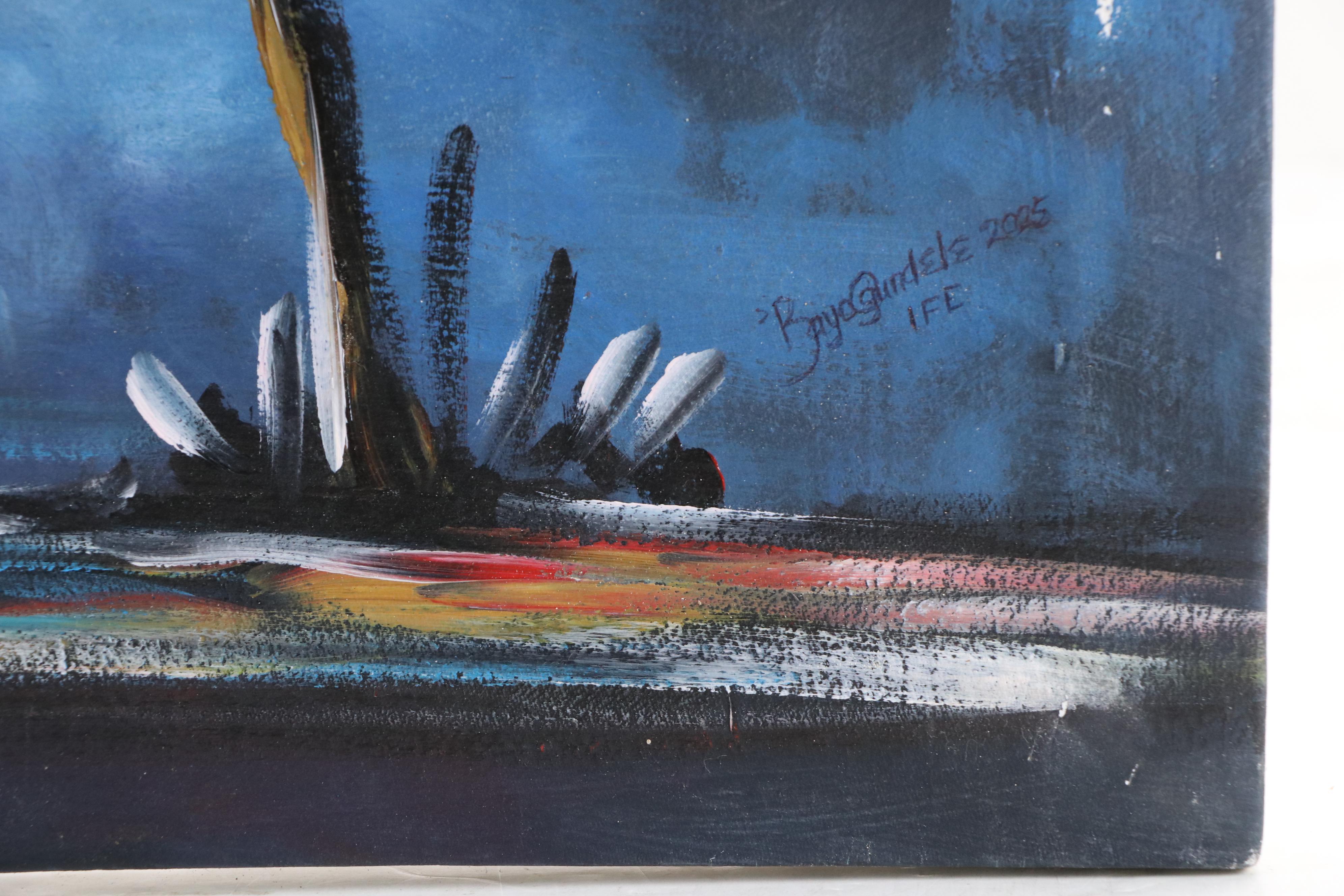 Bayo Ogundele Stylized Oil Painting "Elephant," 2025