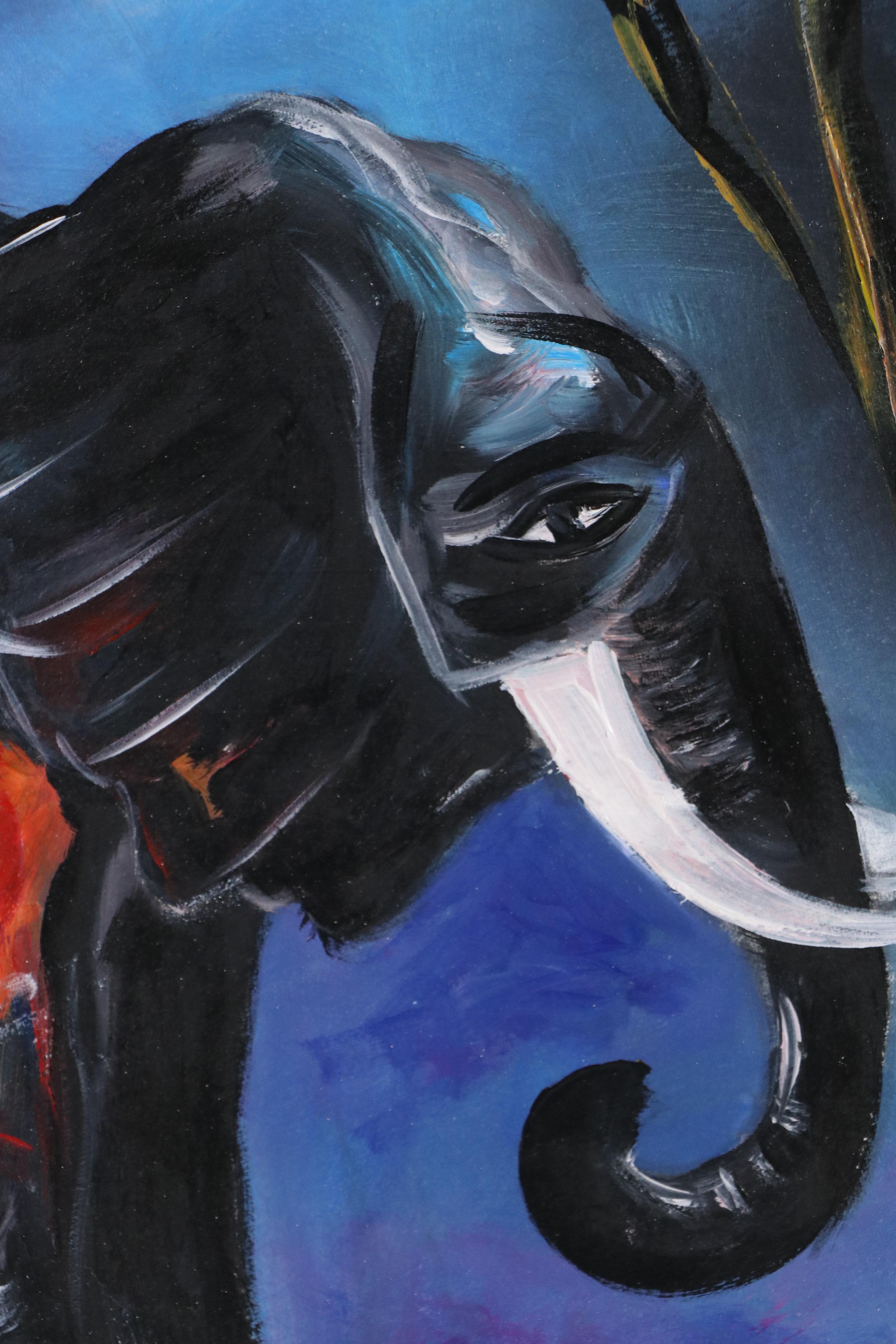 Bayo Ogundele Stylized Oil Painting "Elephant," 2025