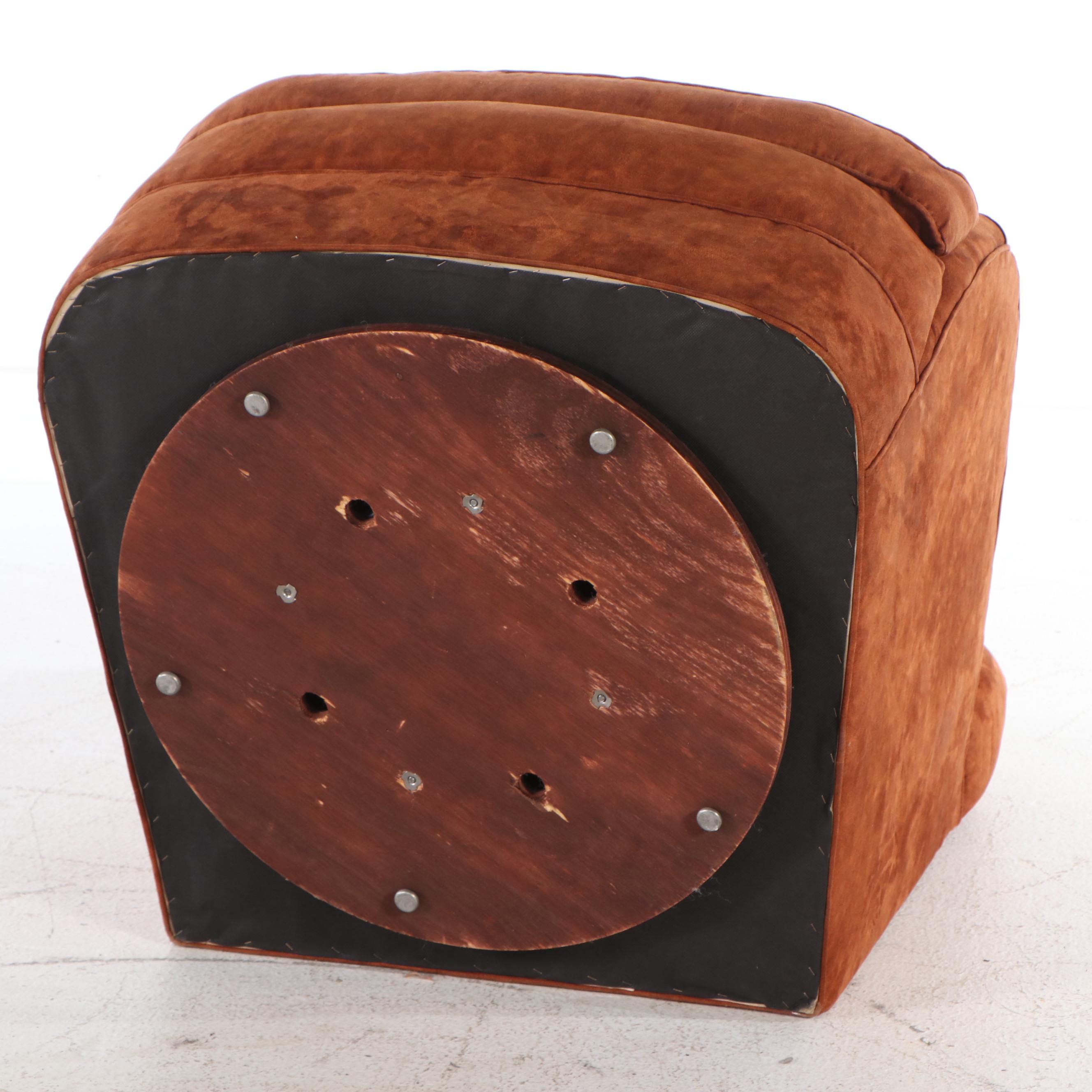 Pair of Art Deco Style Swivel Club Chairs and Waterfall Ottomans