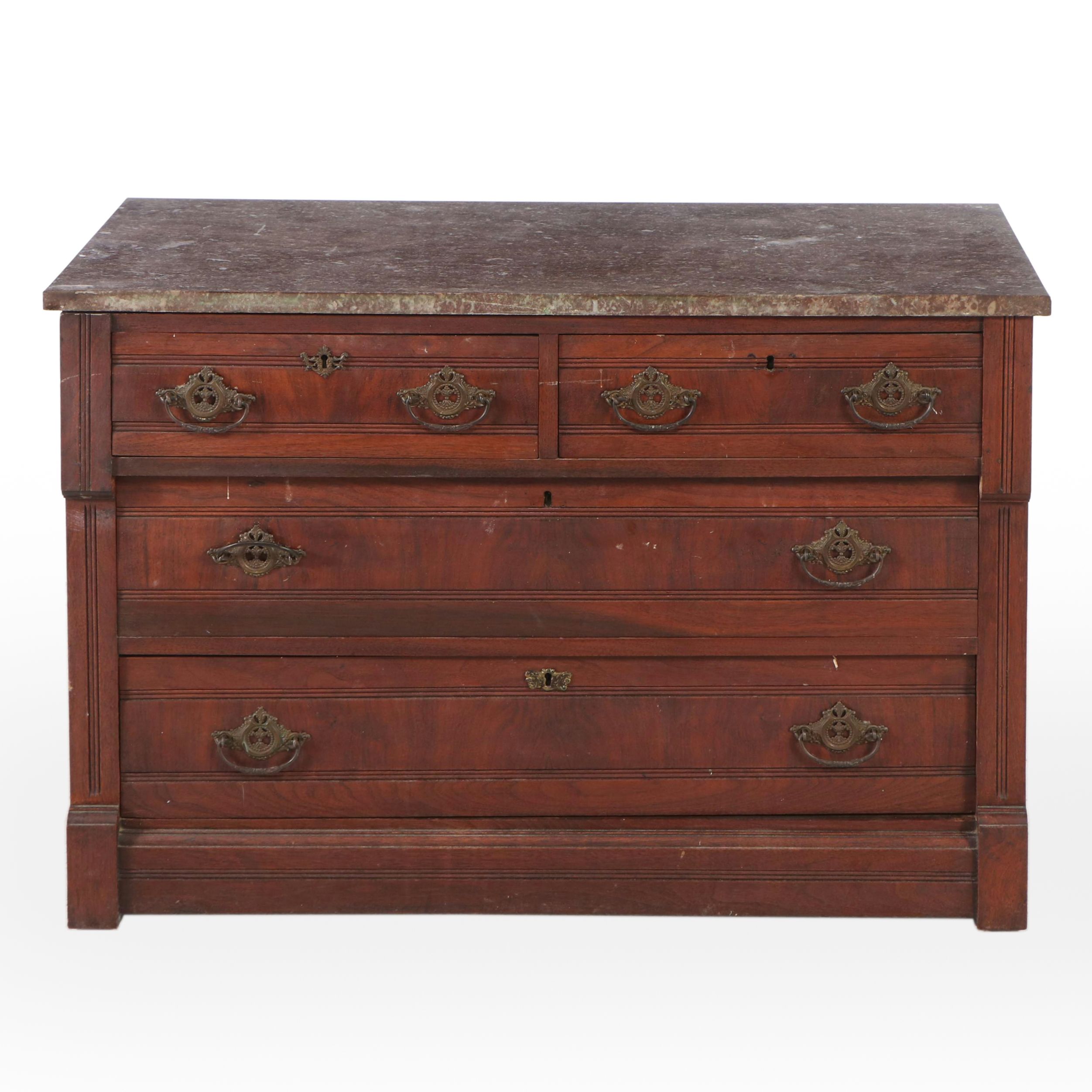 Antique Eastlake Walnut Four-Drawer Chest