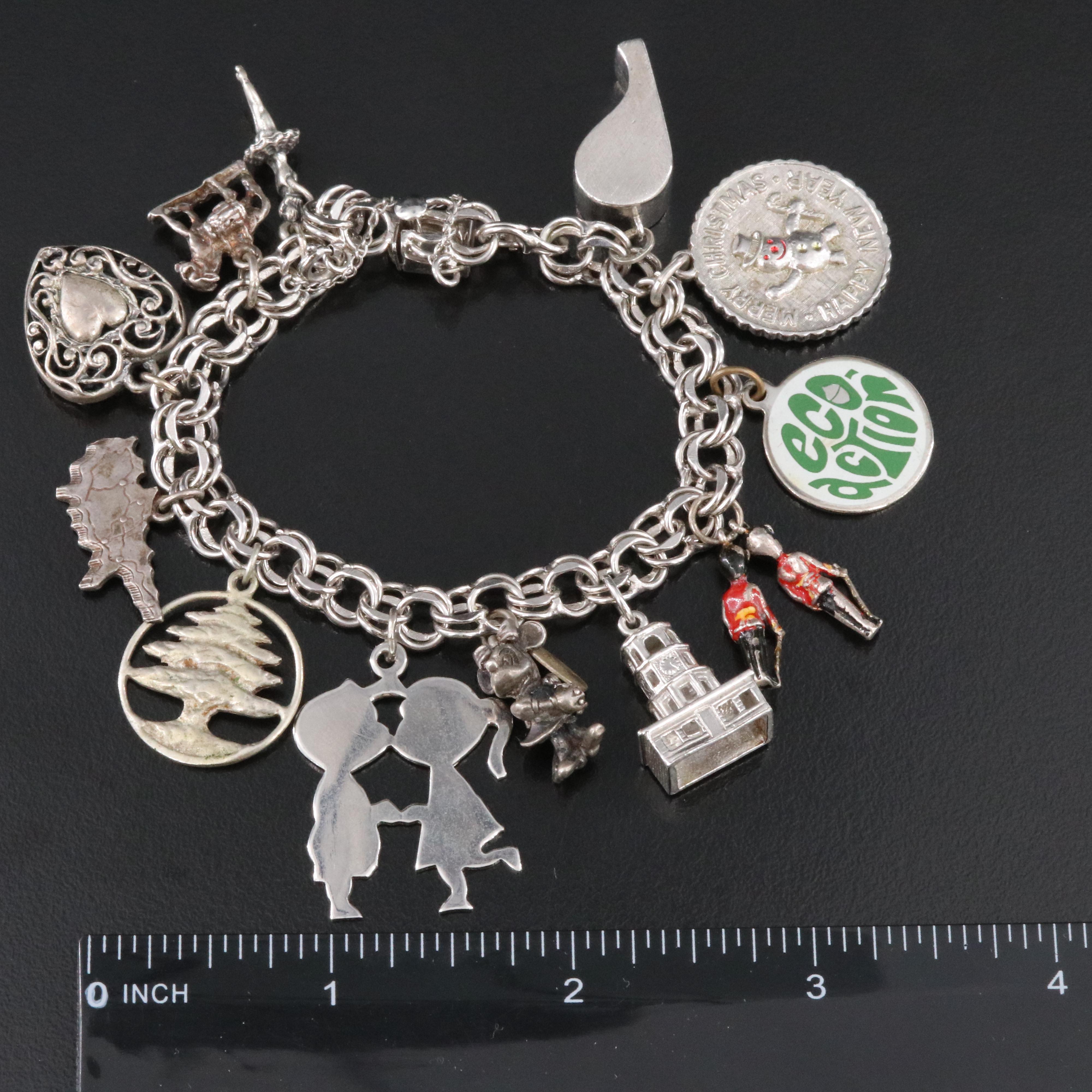 Vintage Sterling Charm Bracelet Featuring Disney Minnie Mouse