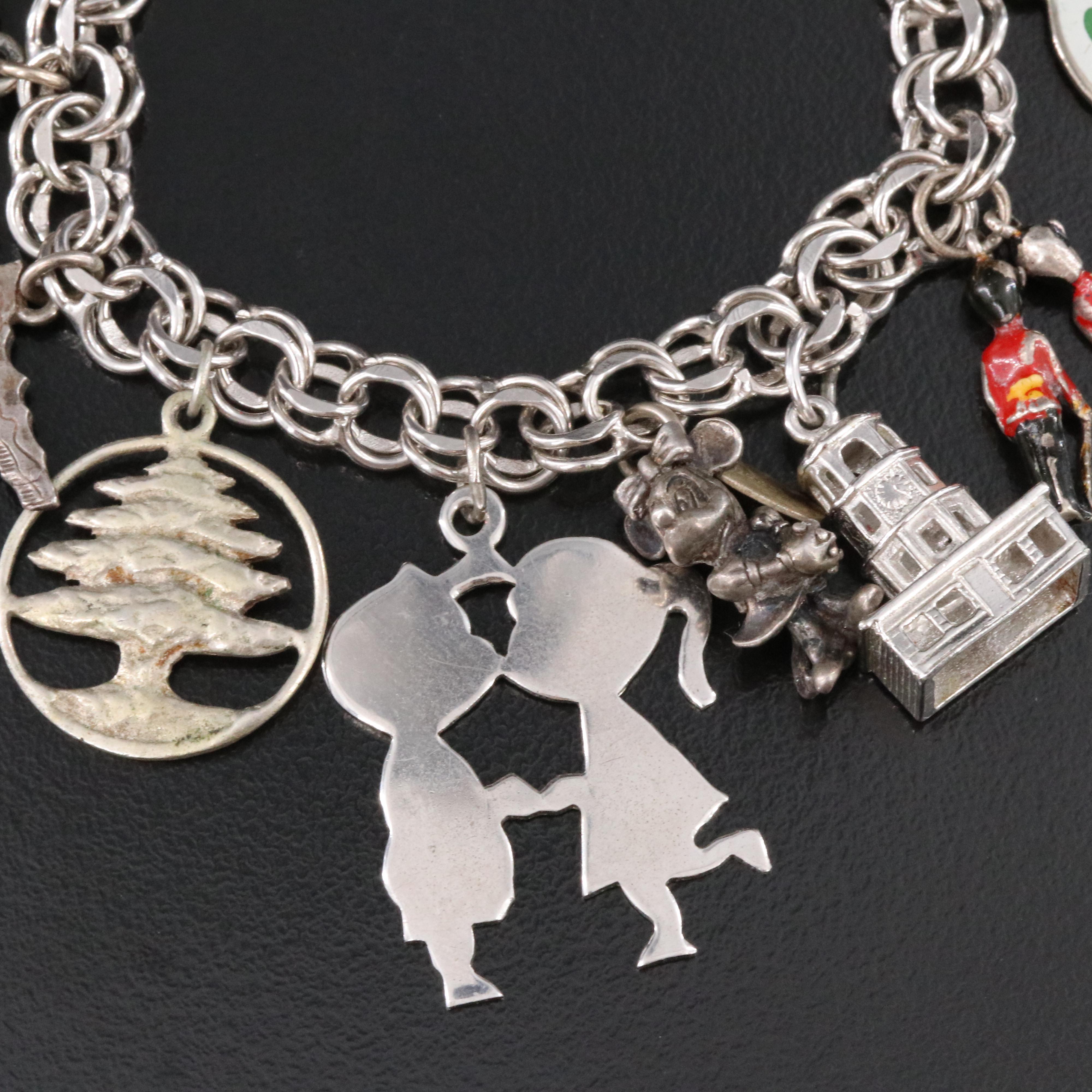 Vintage Sterling Charm Bracelet Featuring Disney Minnie Mouse