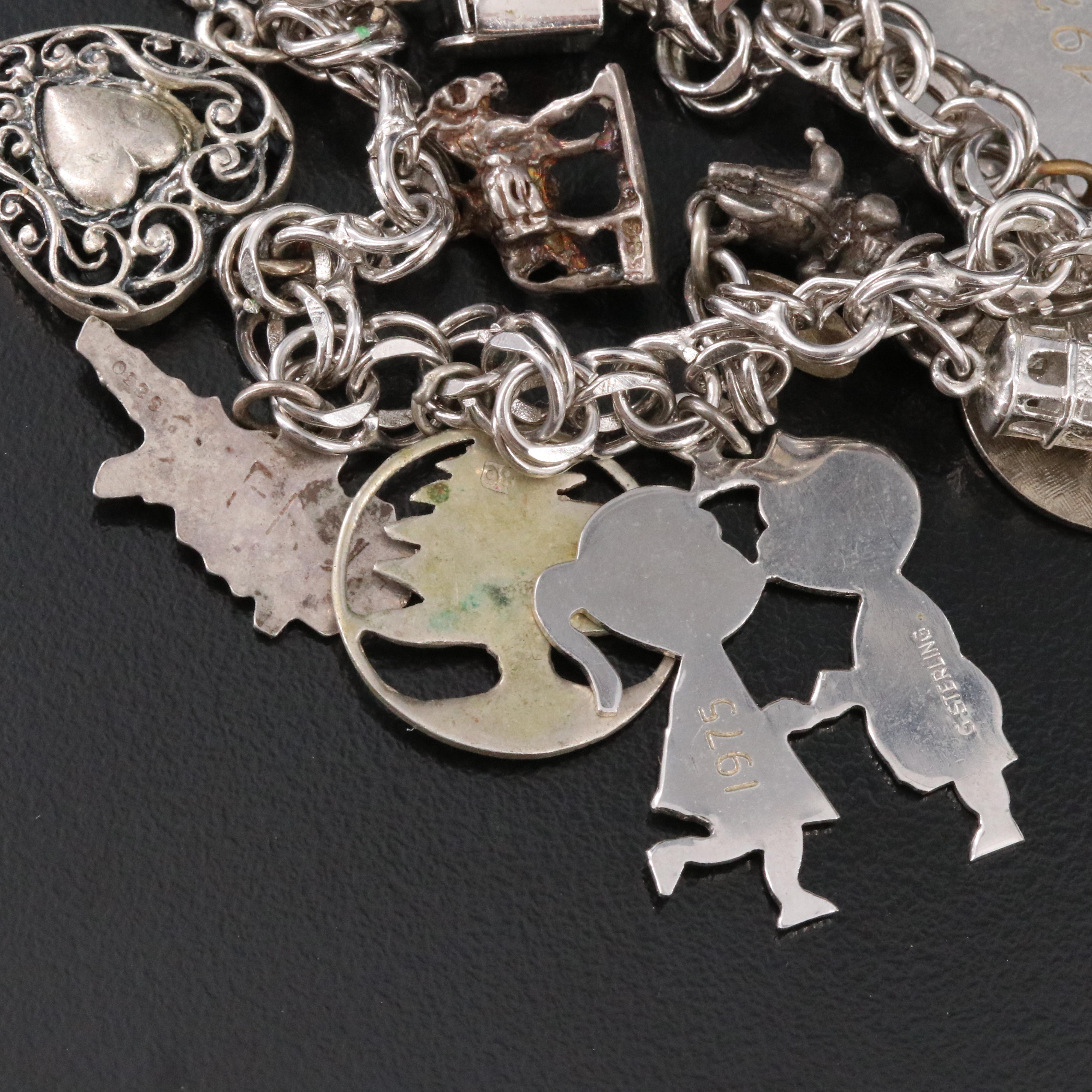 Vintage Sterling Charm Bracelet Featuring Disney Minnie Mouse