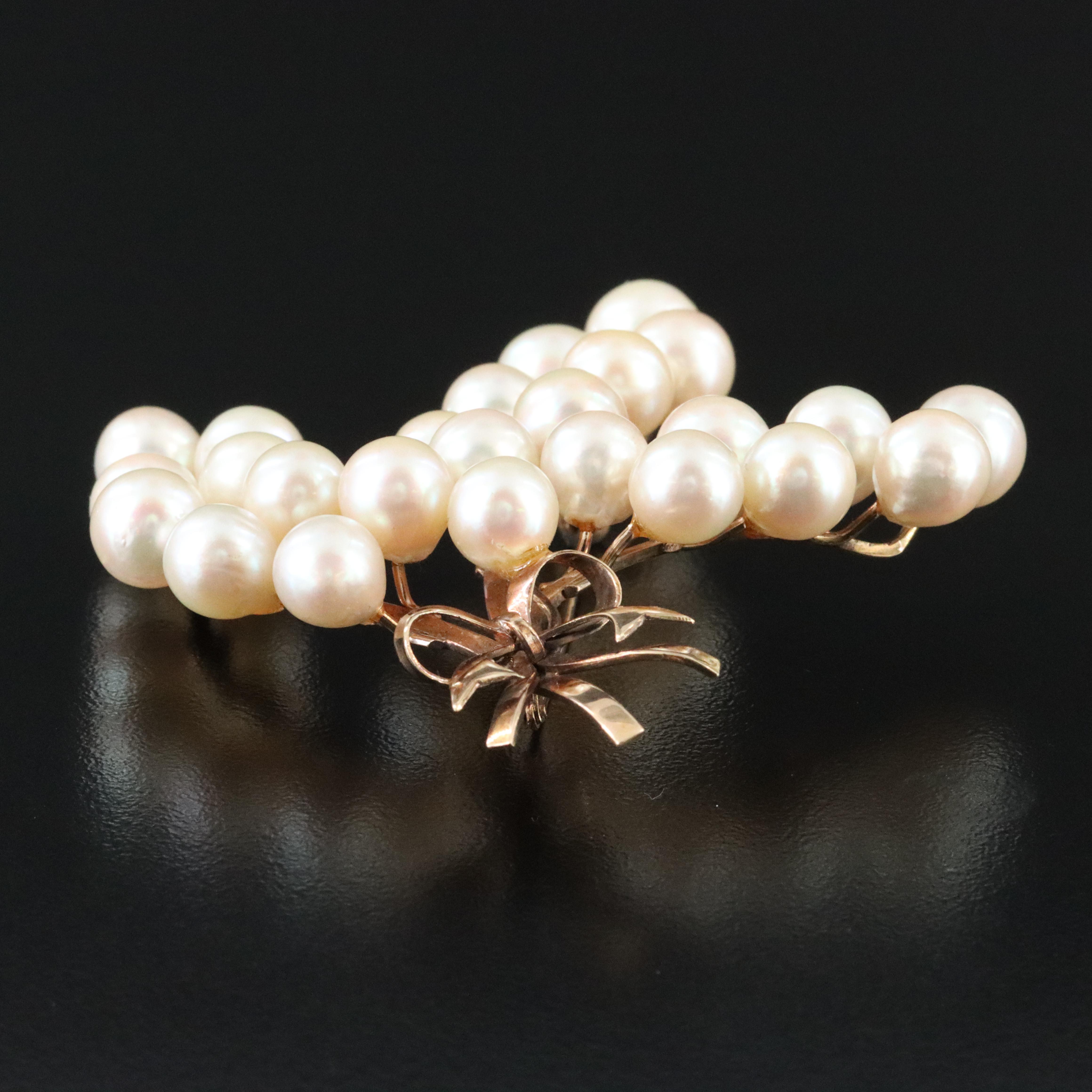 14K Pearl Floral Brooch