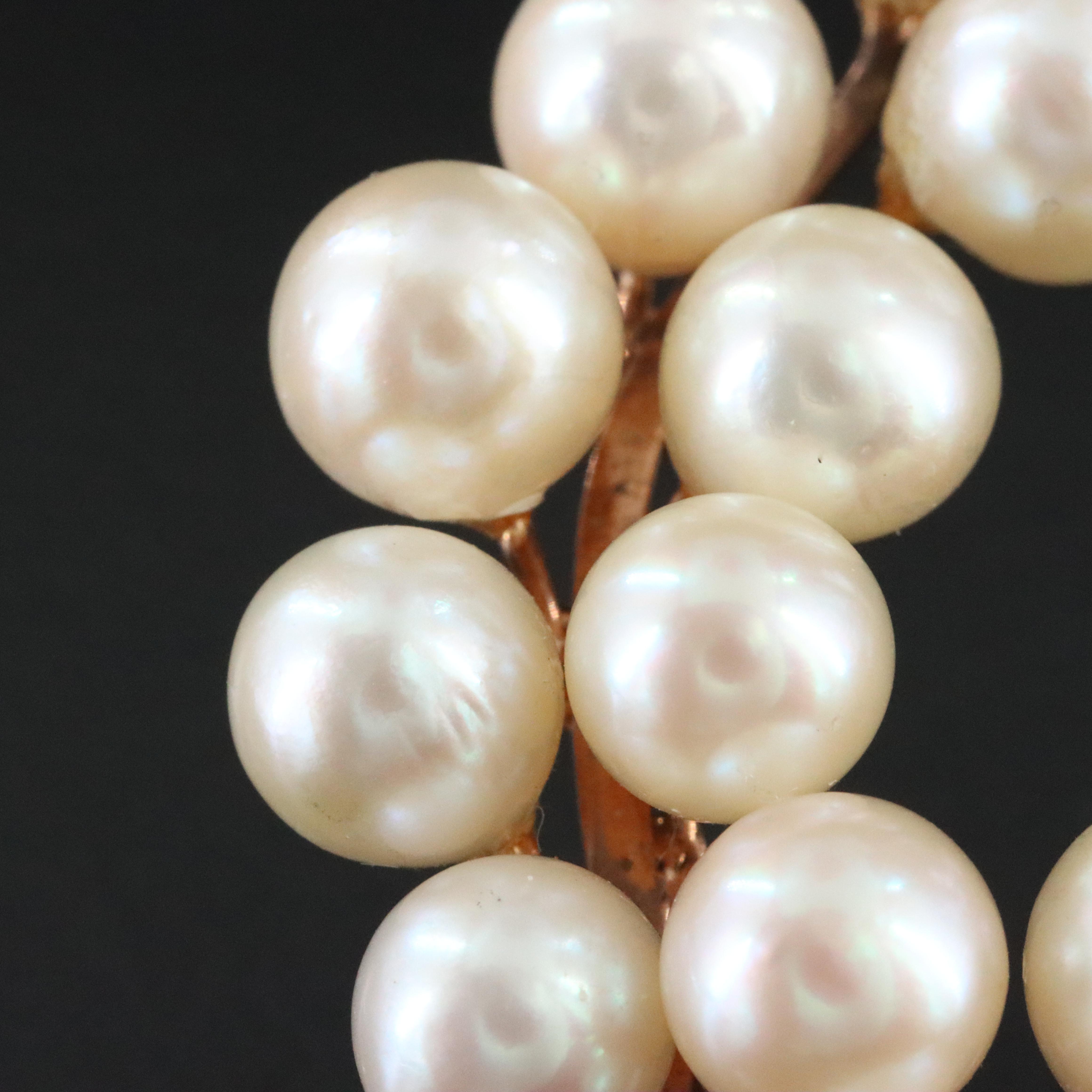 14K Pearl Floral Brooch