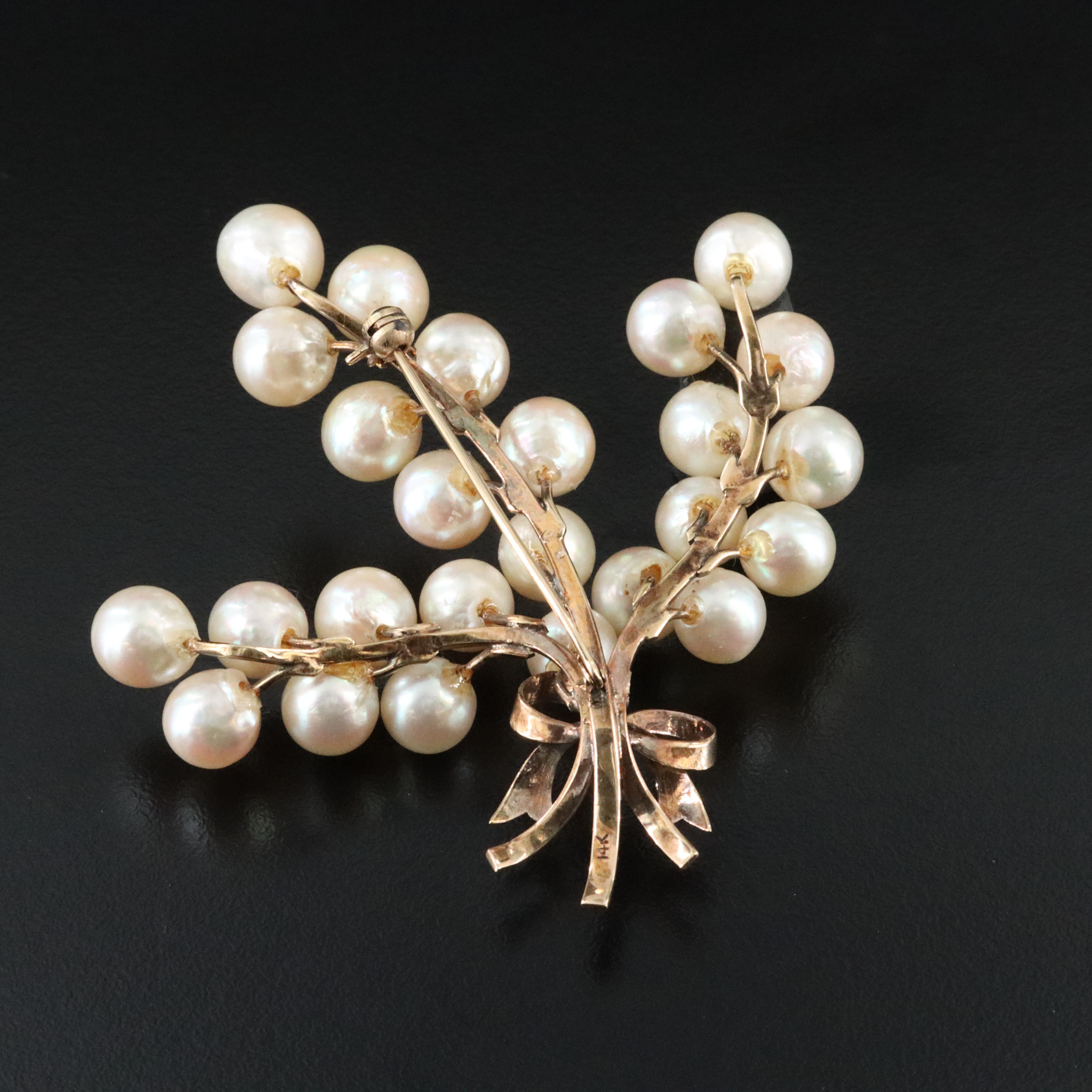 14K Pearl Floral Brooch