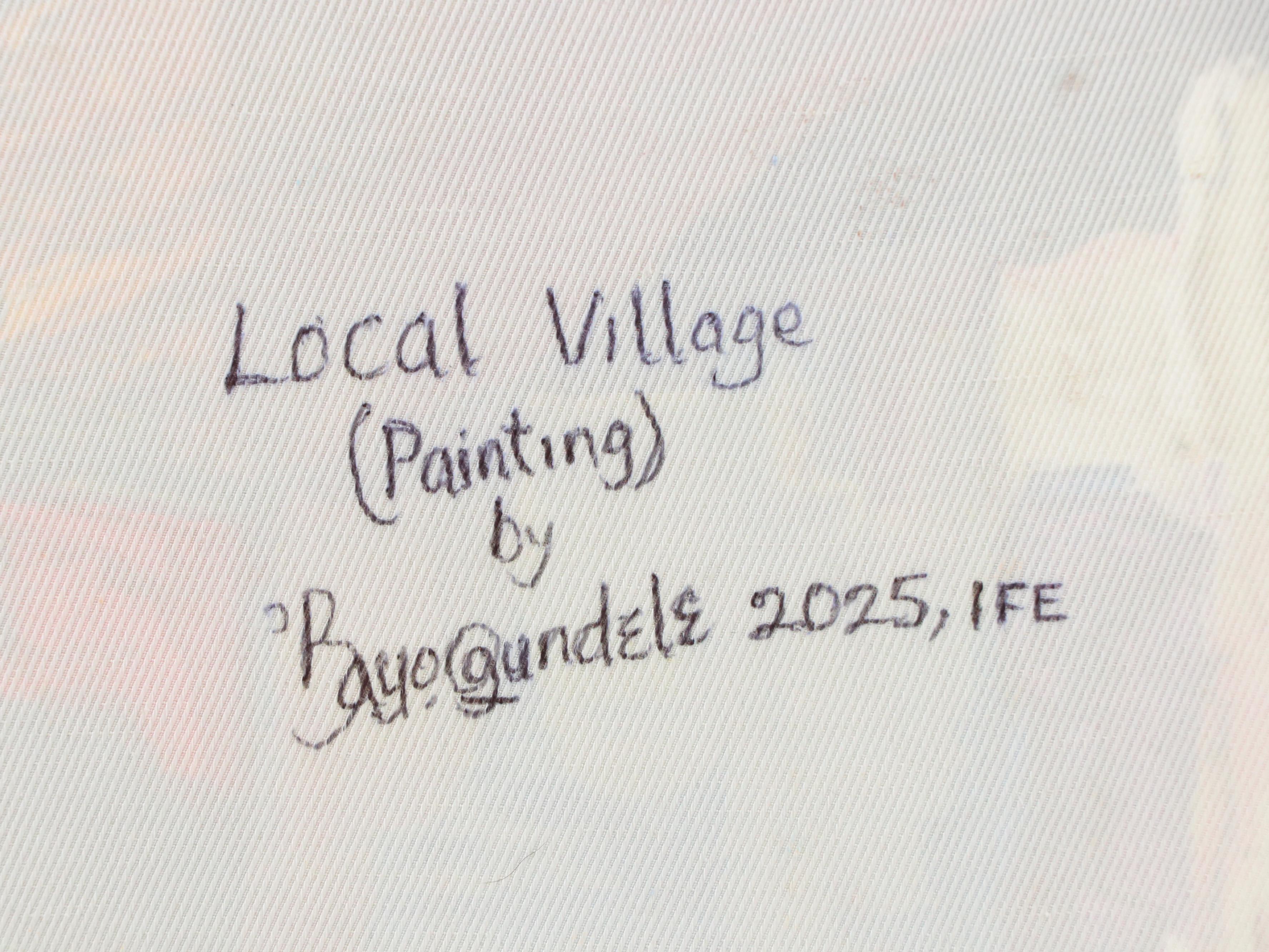 Bayo Ogundele Stylized Oil Painting "Local Village," 2025