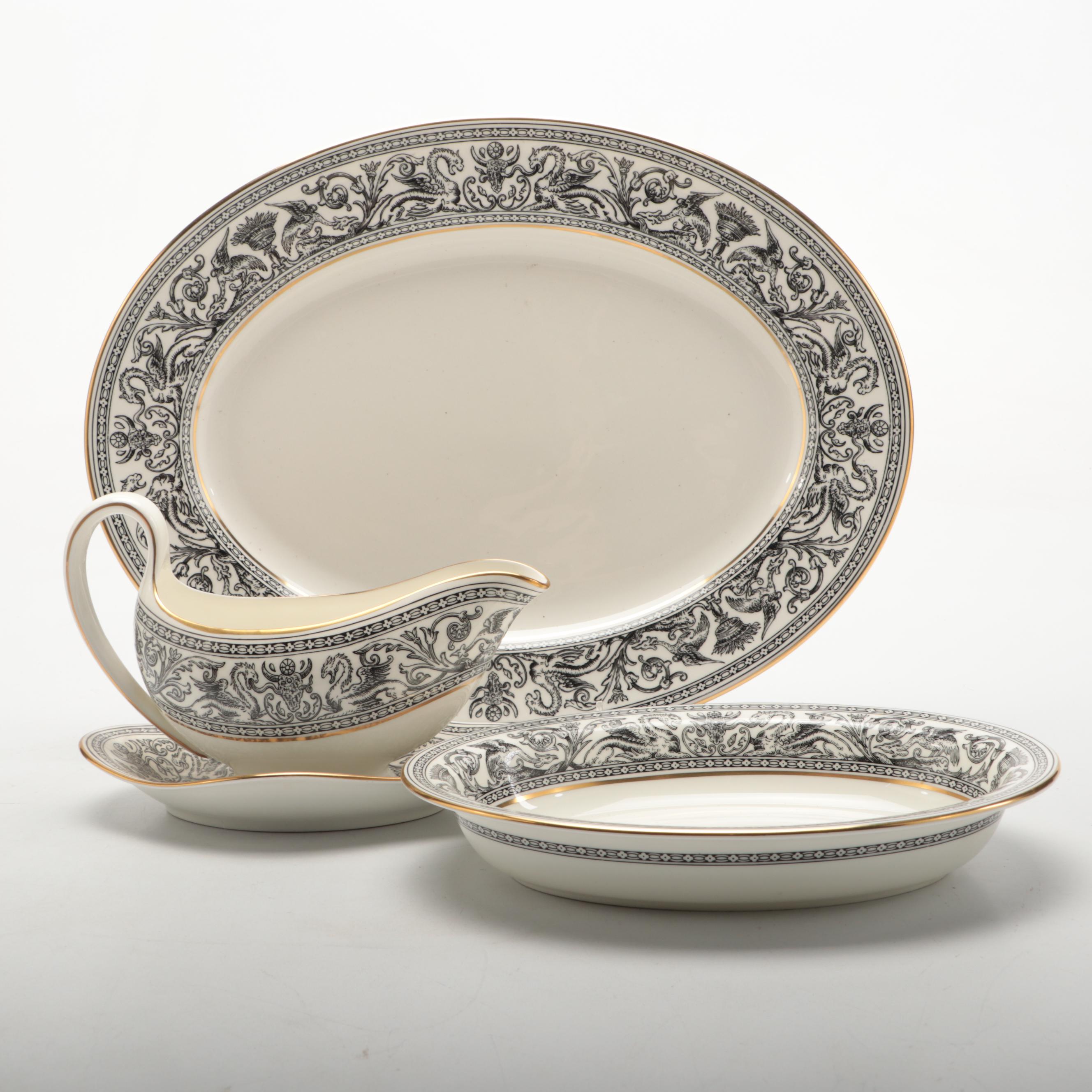 Wedgwood "Florentine Black" Bone China Dinnerware and Serving Pieces