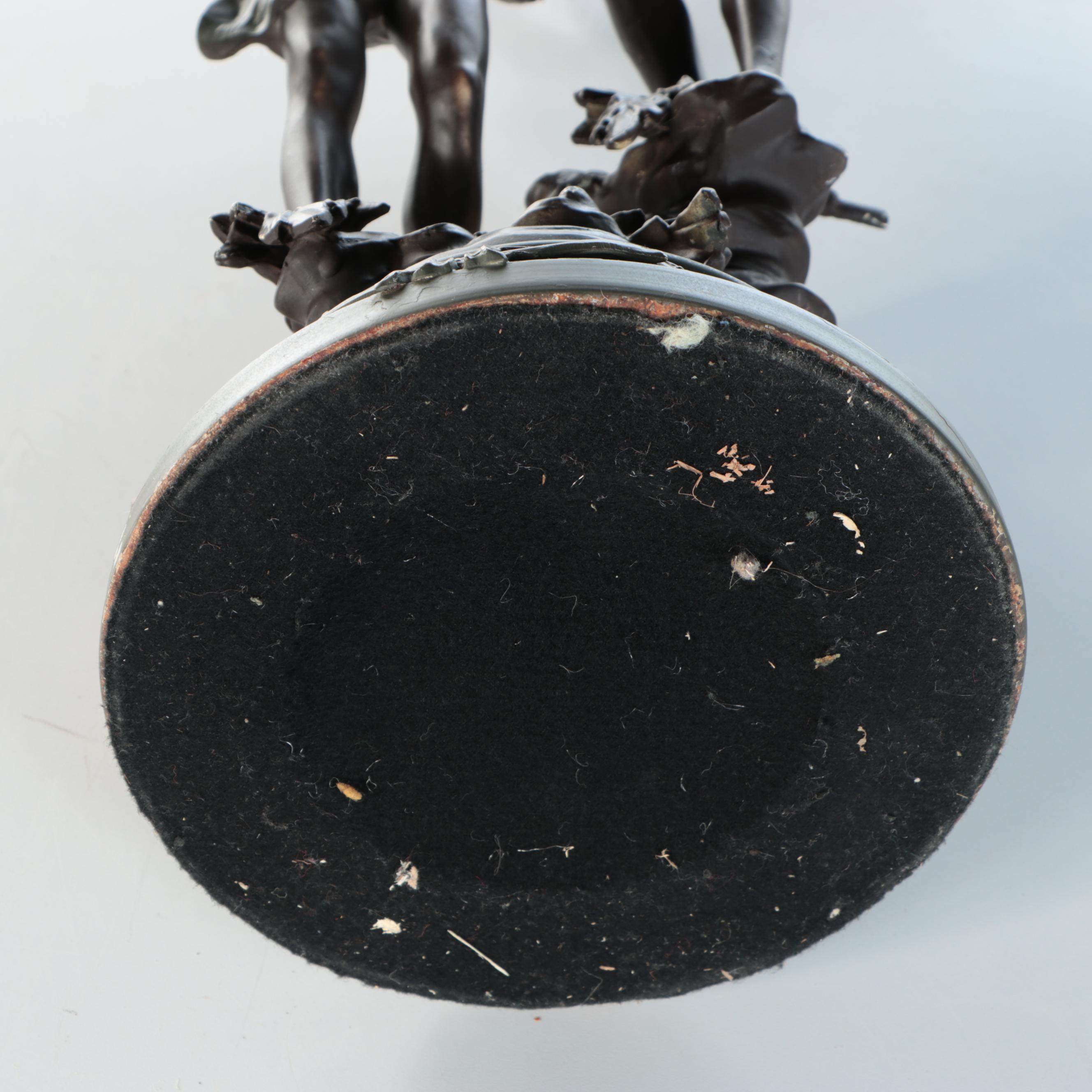 Bronzed Metal Satyr & Dryad Lamps After L&F Moreau with Victorian Square Shades