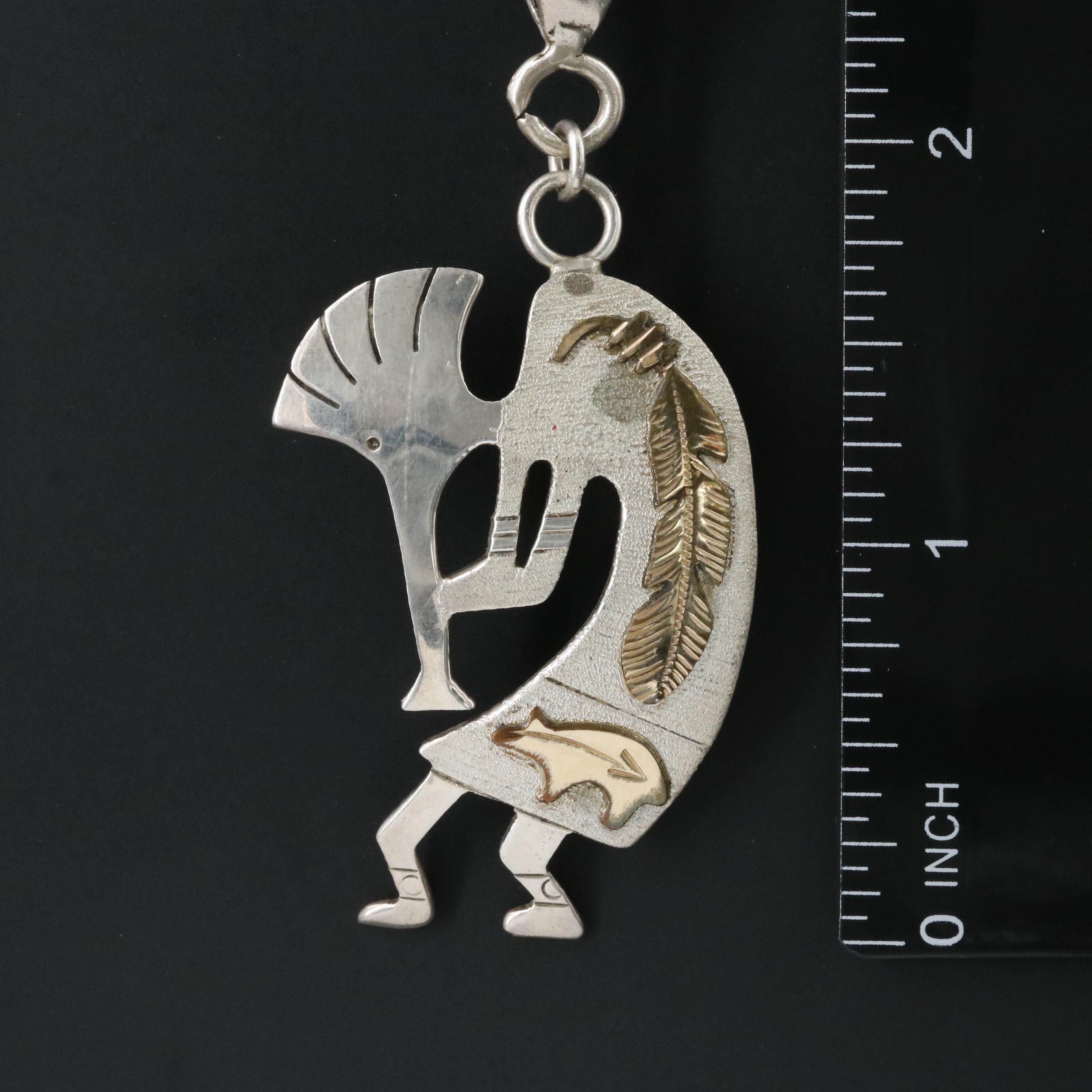 Randall Begay Sterling Kokopelli Pendant with Gold-Filled Accent