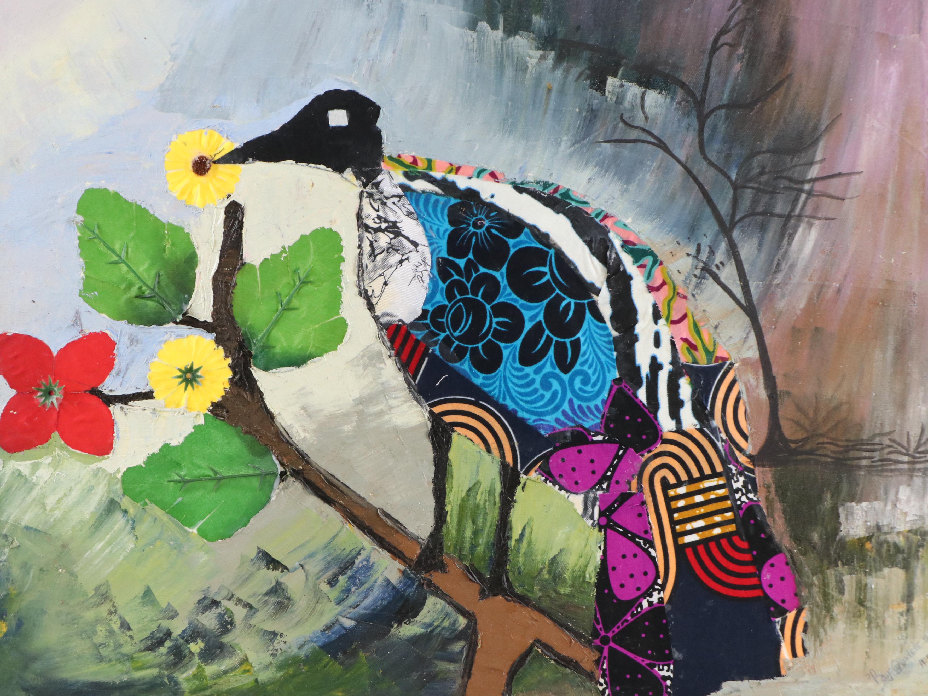 Bayo Ogundele Mixed Media Collage "Bird," 2025