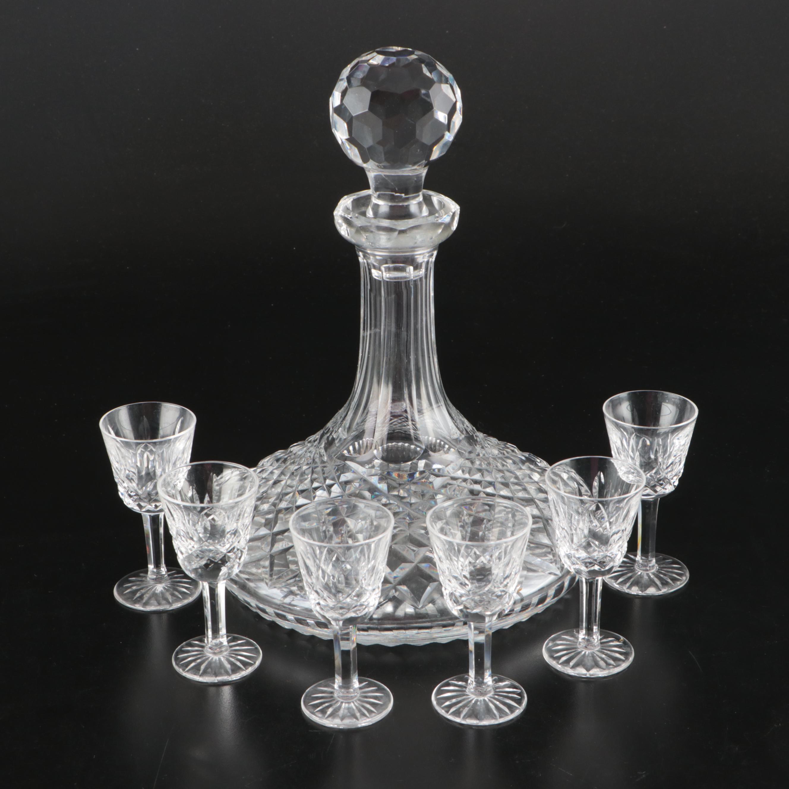 Waterford "Alana" Crystal Decanter with "Lismore" Liquor Cocktail Glasses