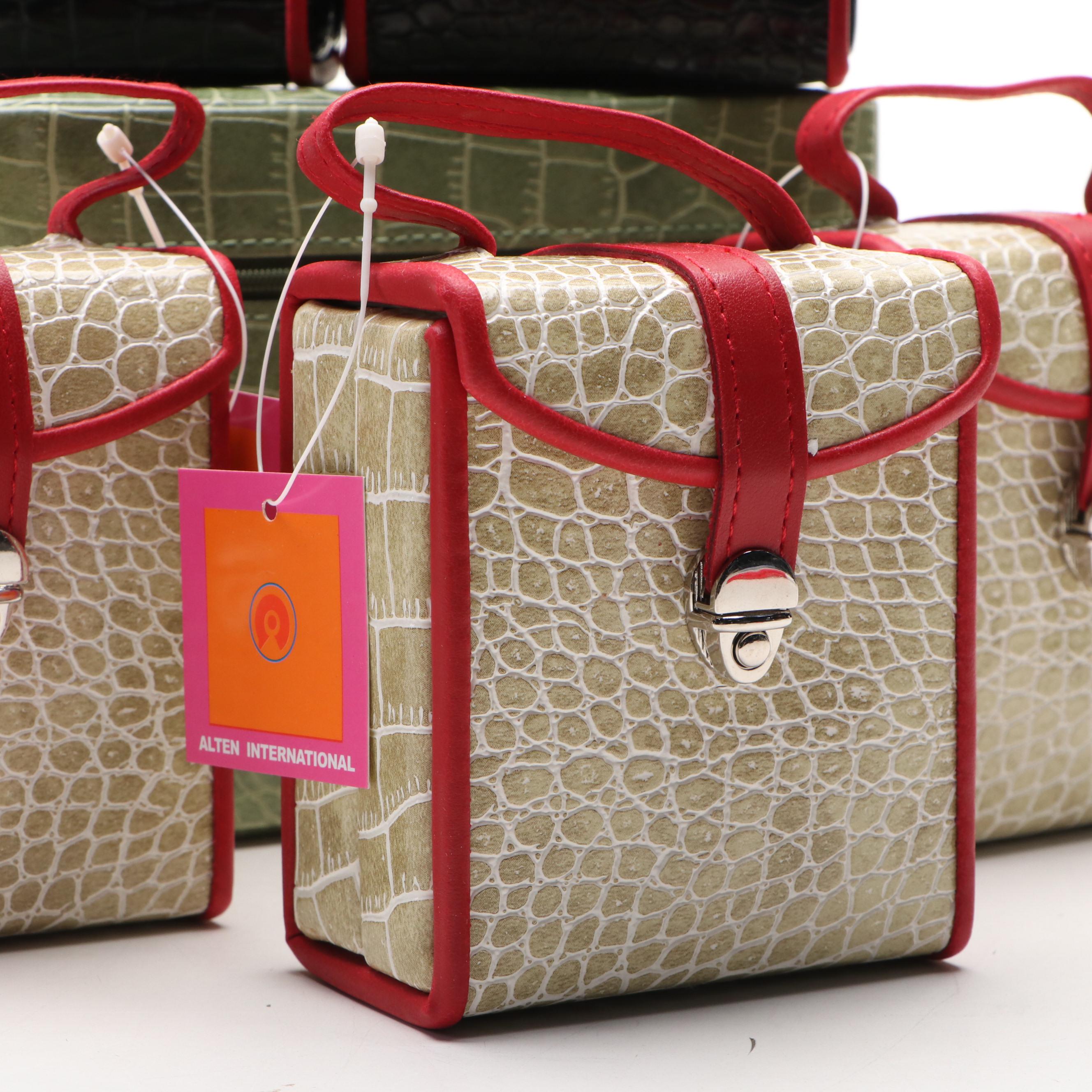 Alten International Faux Crocodile Embossed Jewelry Cases