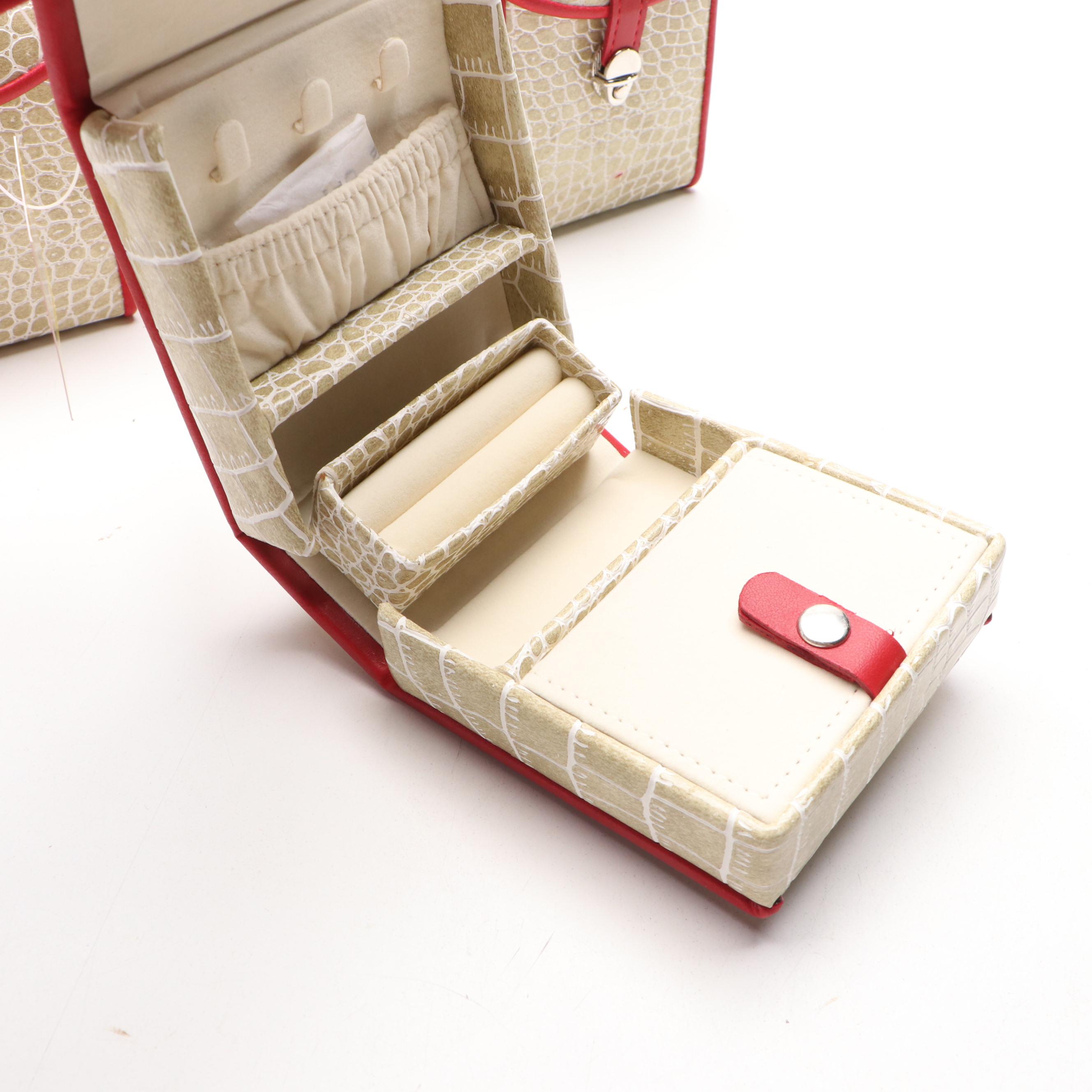 Alten International Faux Crocodile Embossed Jewelry Cases