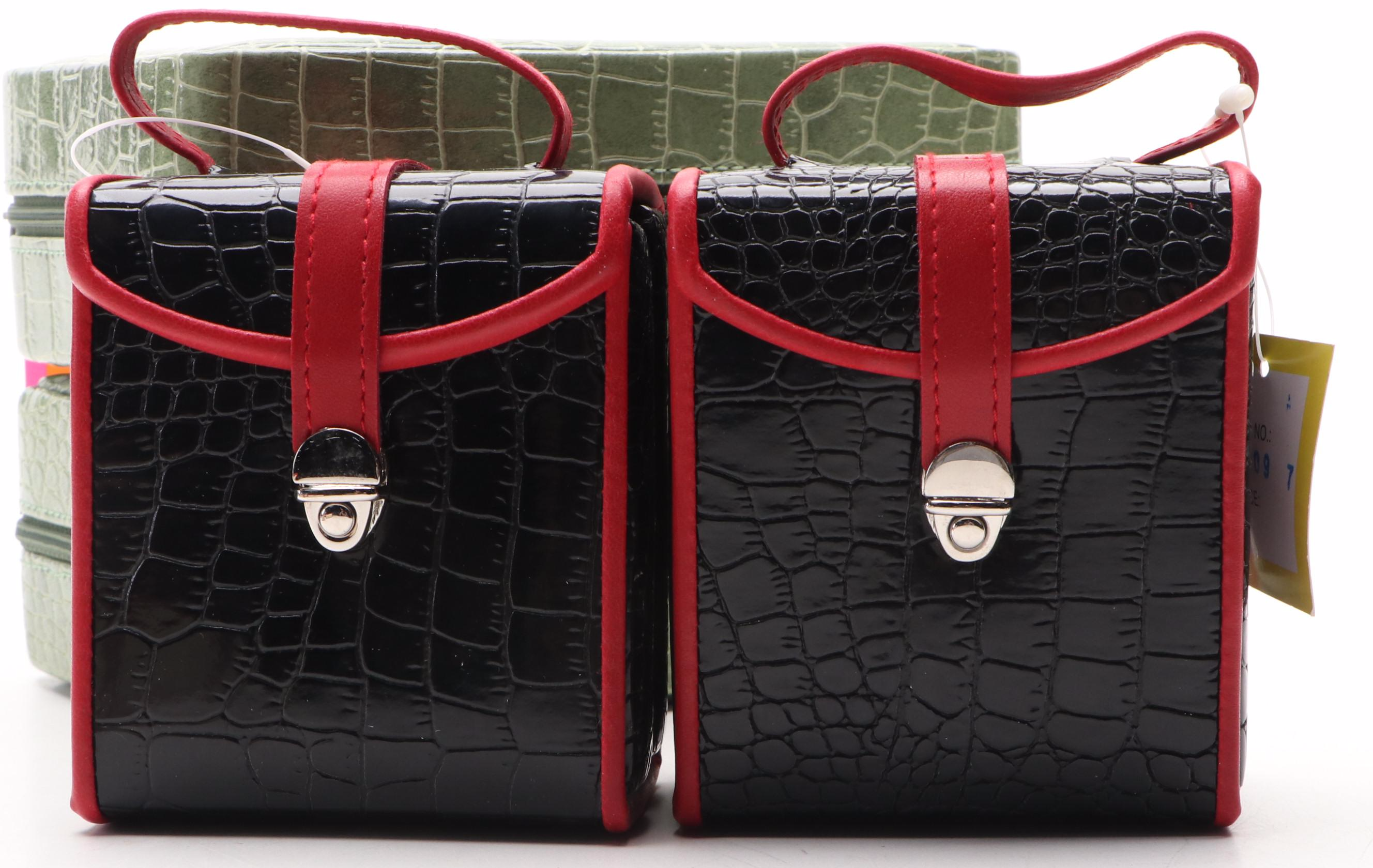 Alten International Faux Crocodile Embossed Jewelry Cases