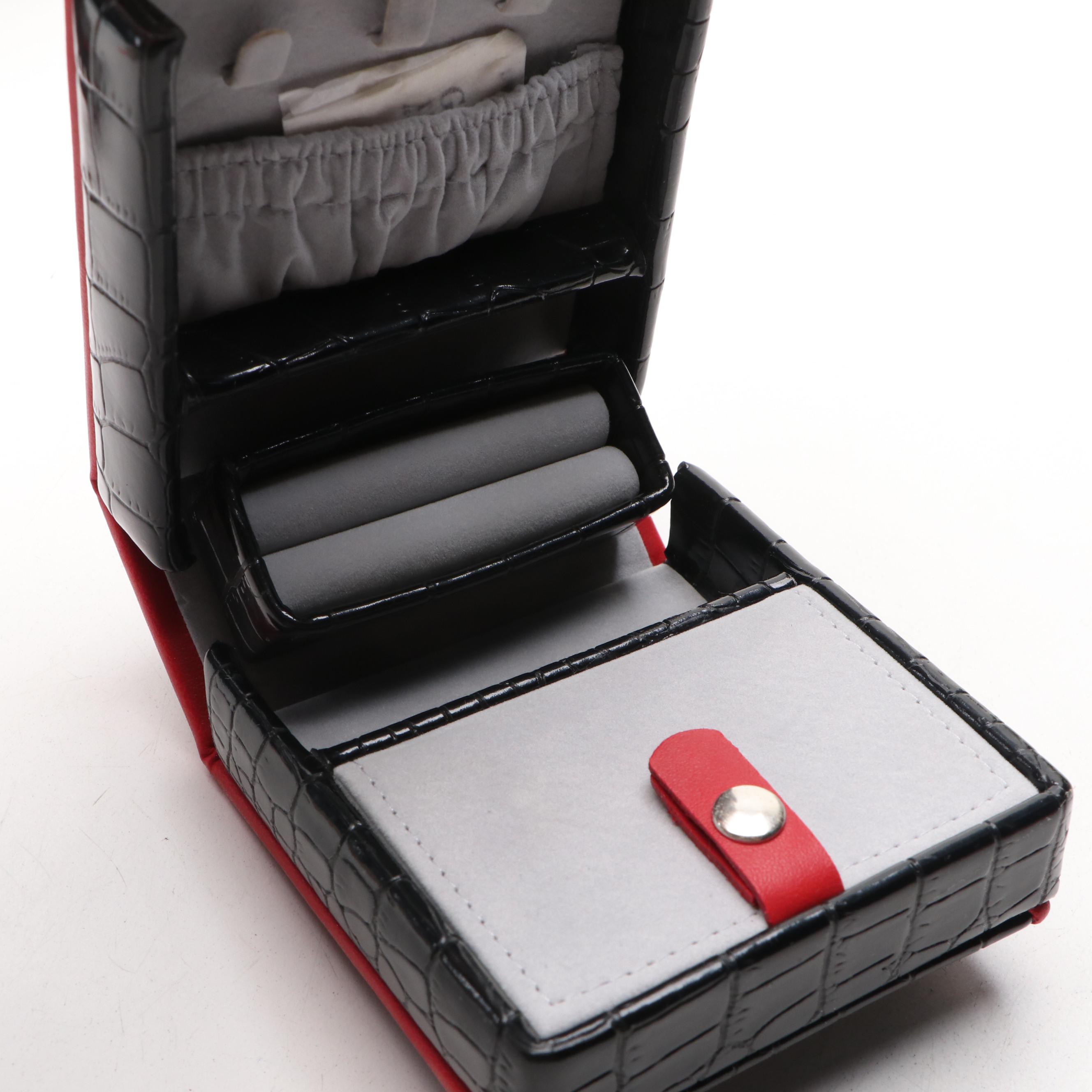 Alten International Faux Crocodile Embossed Jewelry Cases