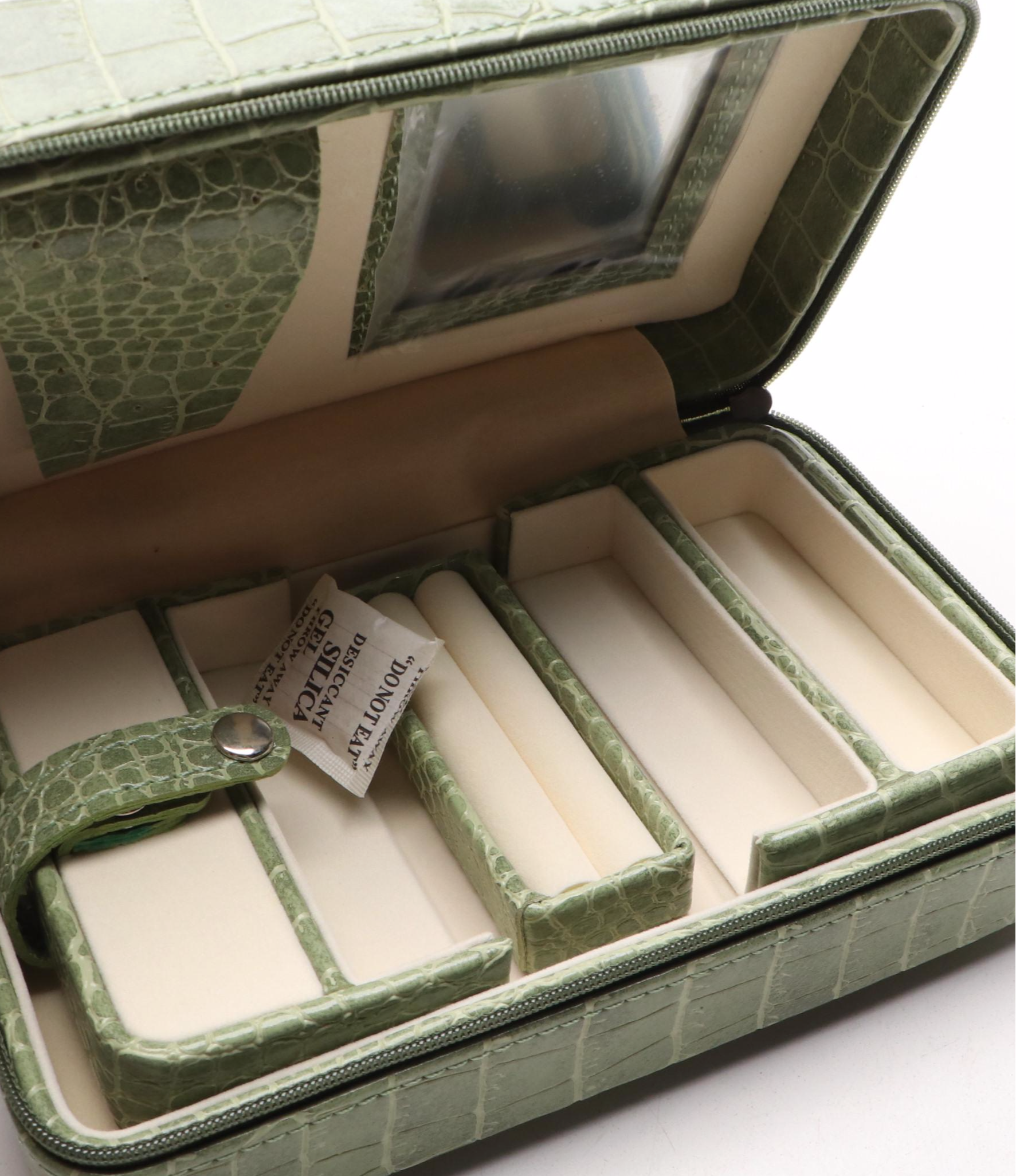 Alten International Faux Crocodile Embossed Jewelry Cases