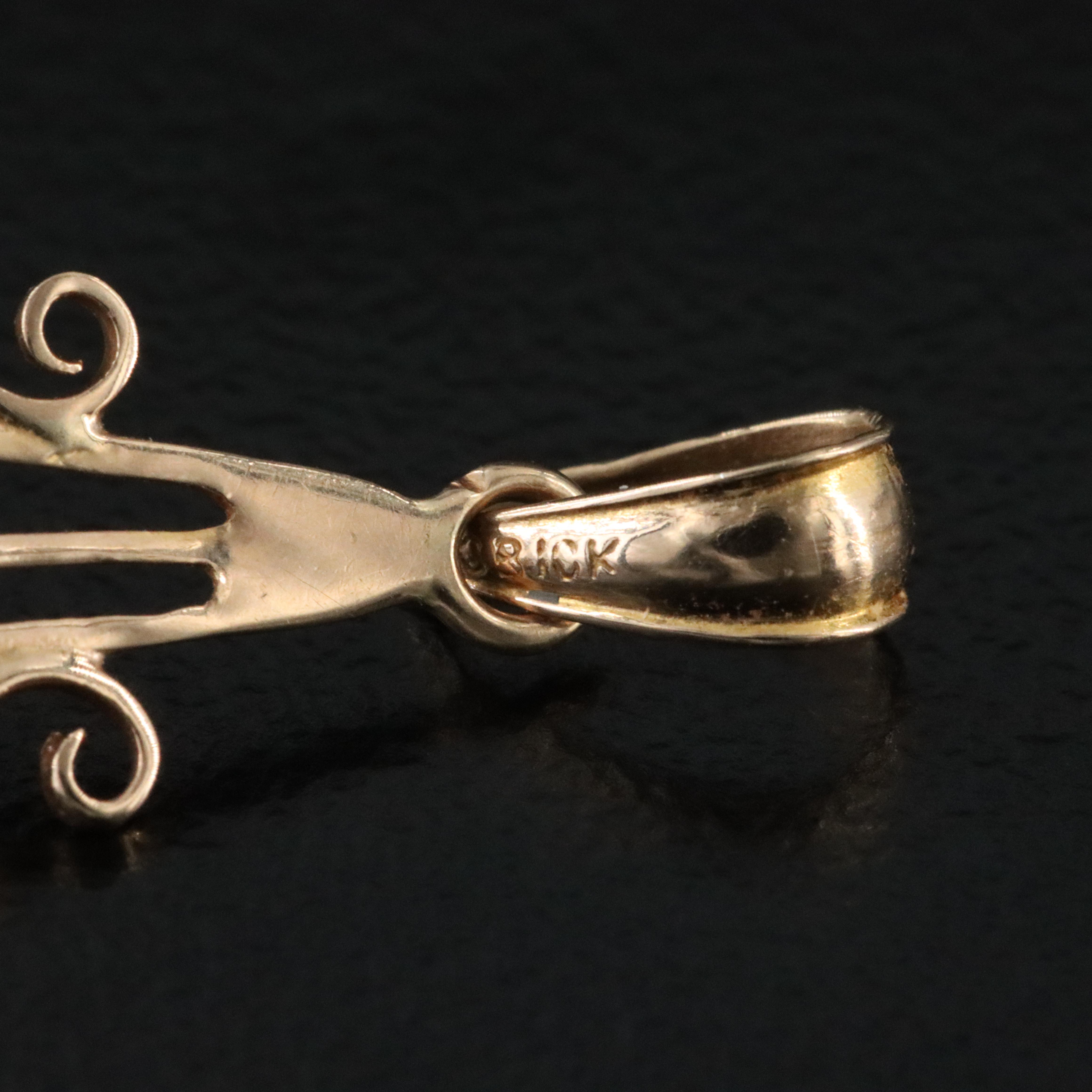 Ostby & Barton 10K 0.04 CT Diamond and Seed Pearl Lavalier Pendant