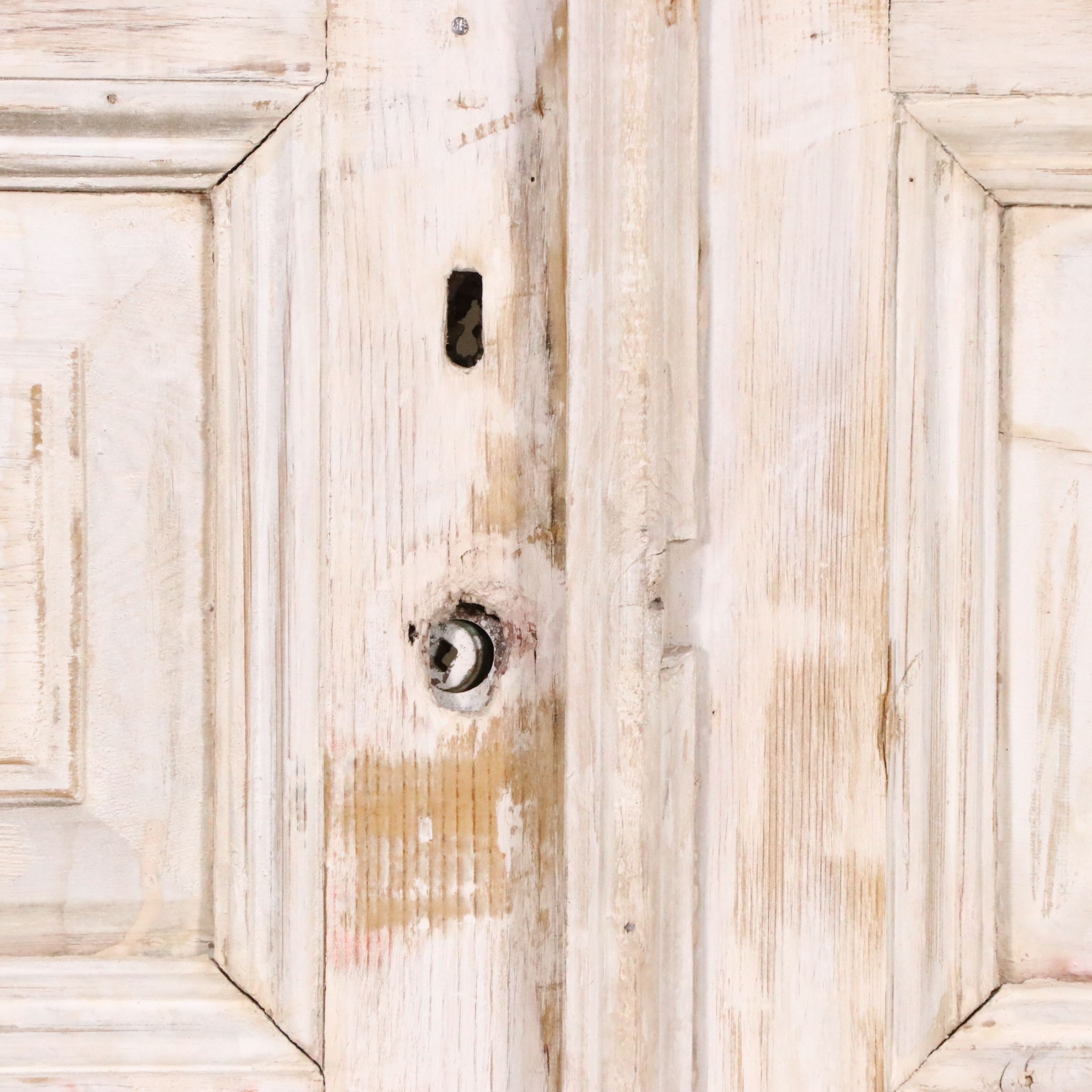 Pair of Architectural Salvage Limed Wood Door Panels