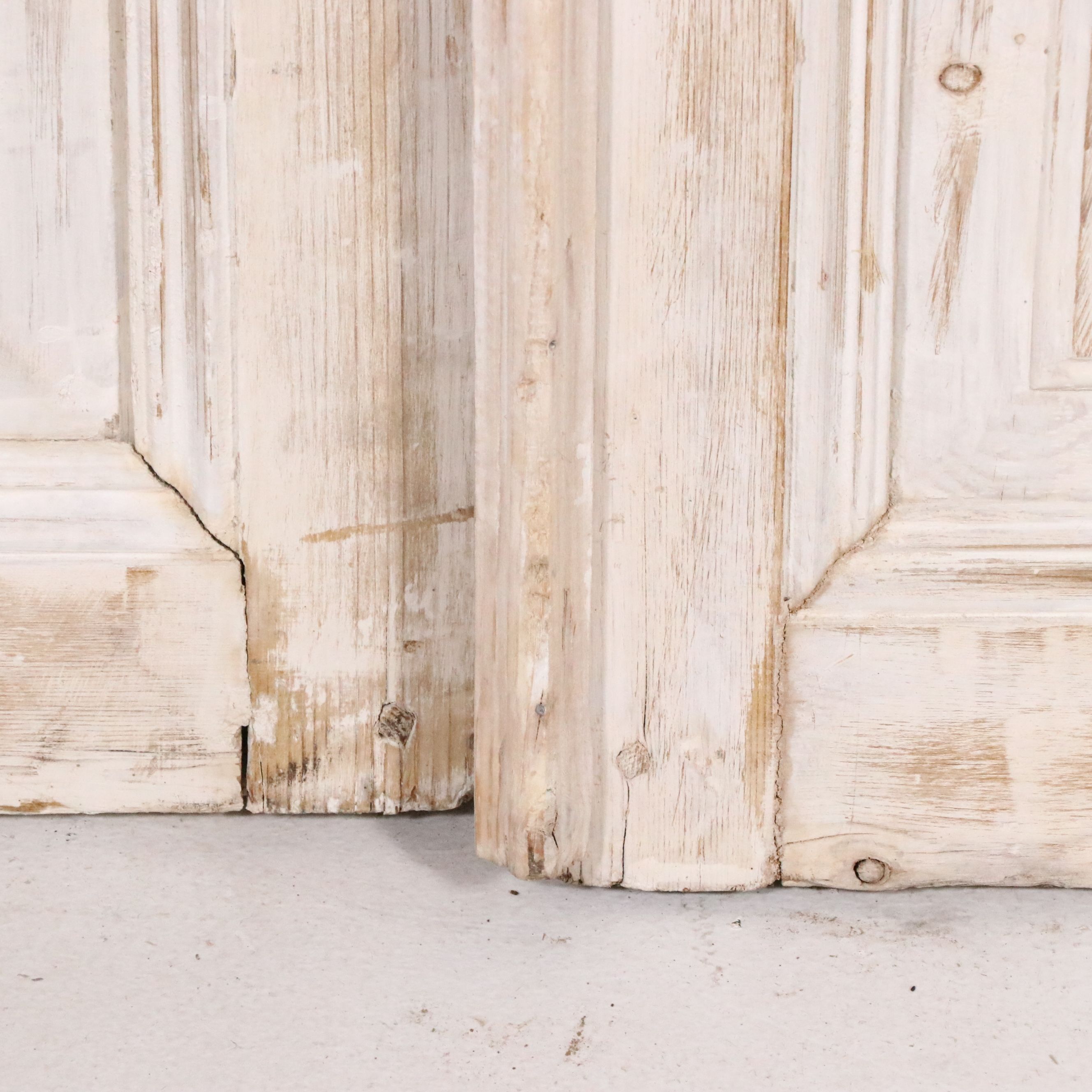 Pair of Architectural Salvage Limed Wood Door Panels