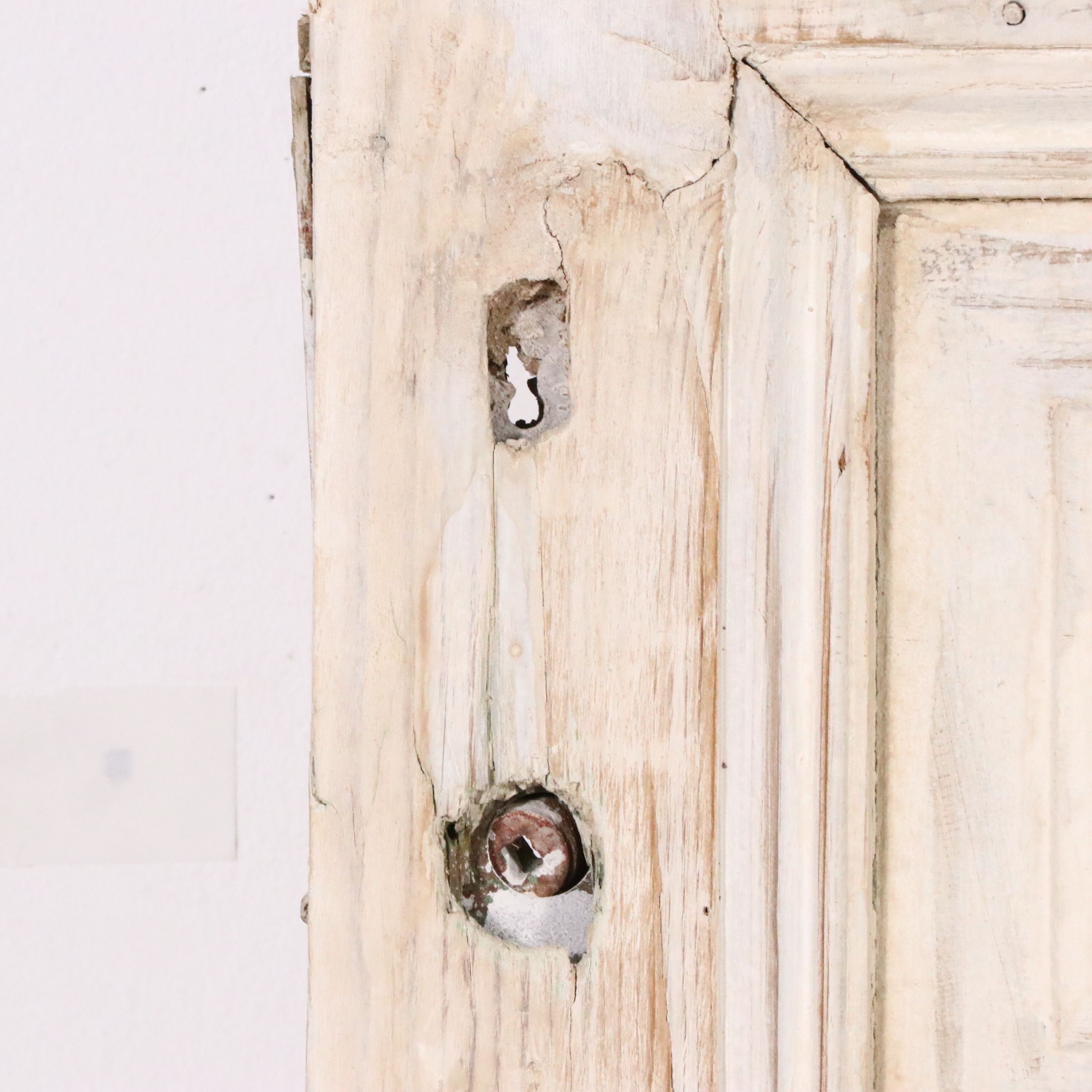 Pair of Architectural Salvage Limed Wood Door Panels