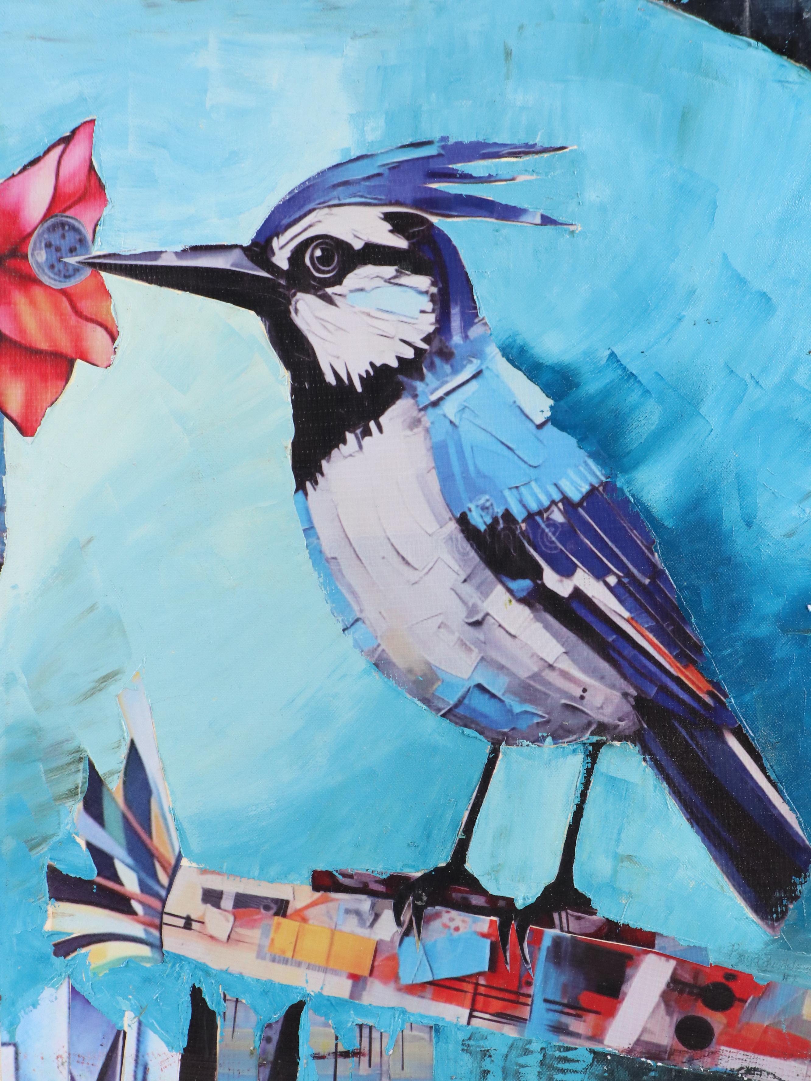 Bayo Ogundele Mixed Media Collage of Bird, 2025