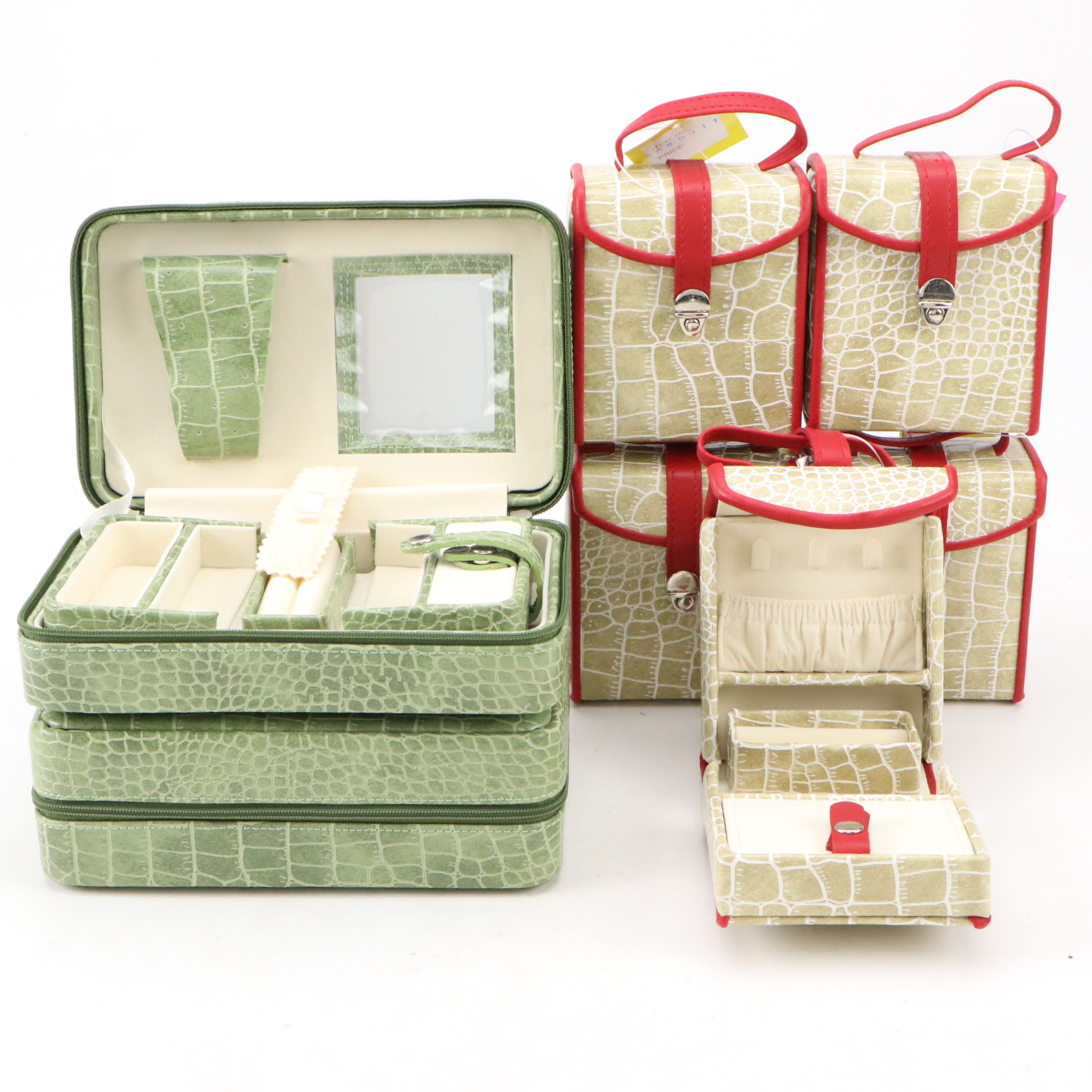 Alten International Faux Crocodile Embossed Jewelry Cases