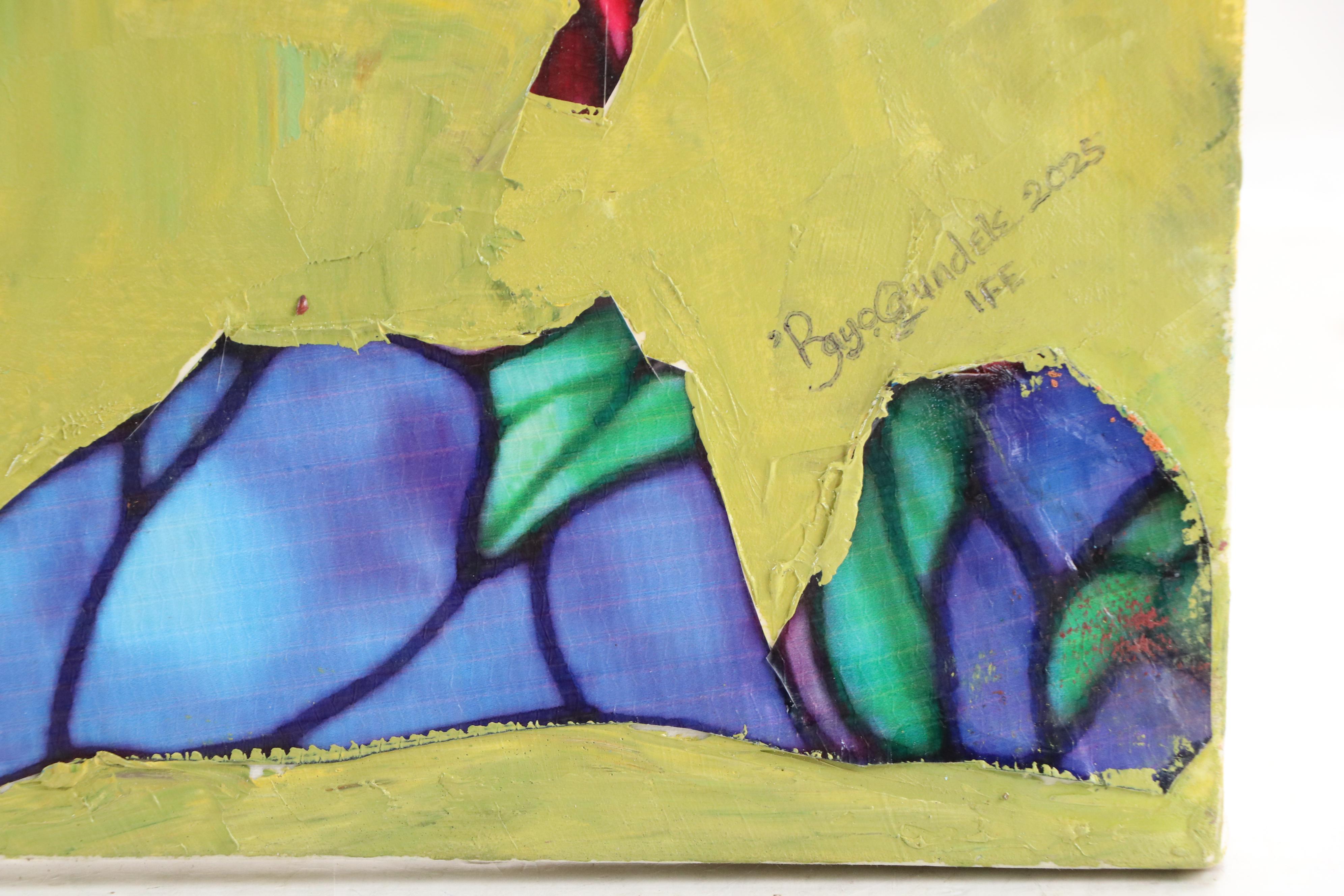 Bayo Ogundele Mixed Media Collage of Parrot, 2025